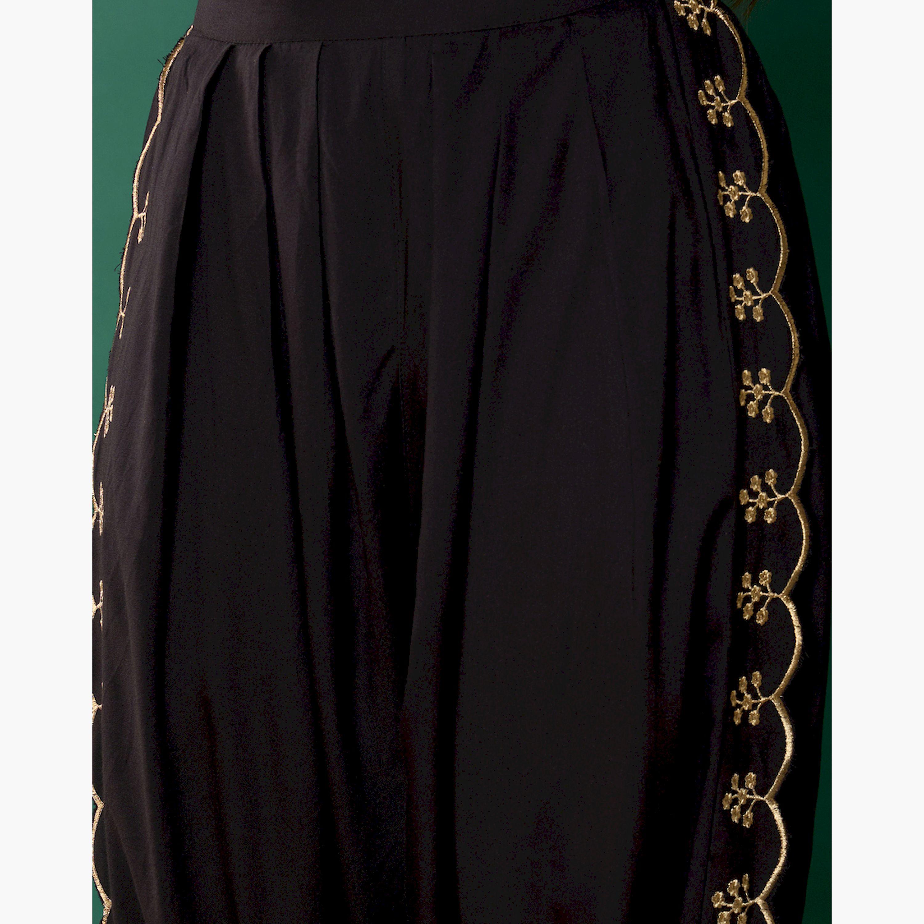 Noh-Voh X Styli Black Solid Peplum Top With Dhoti Pants-girls-clothing-setsandcoords-image-5