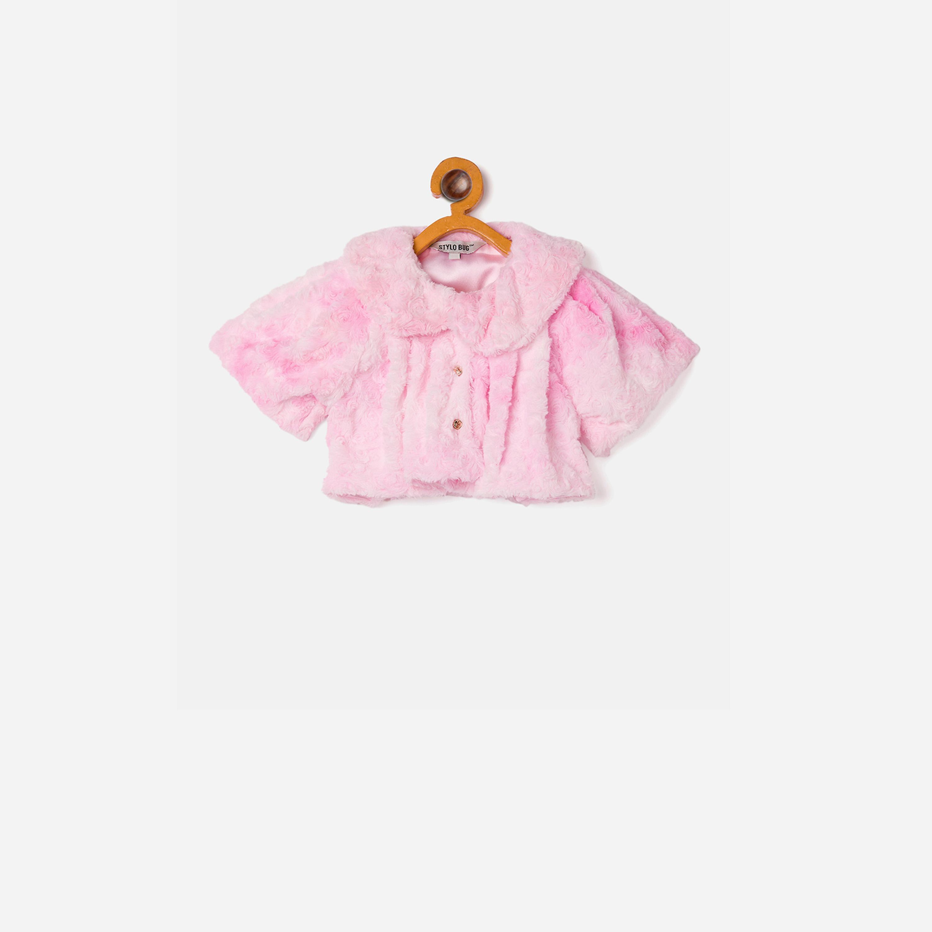 Stylo Bug X Styli Girls Waist Length Embellishment Shrug - Pink-girls-clothing-blousesandshirts-image-2