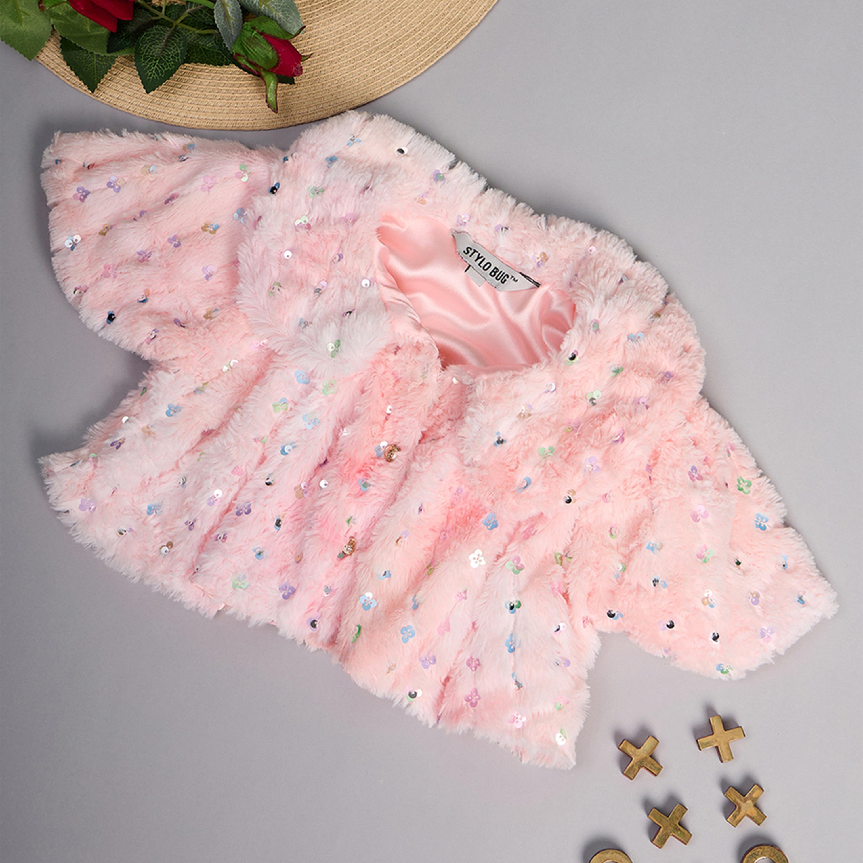 ستايلو باغ × ستايلي - سترة قصيرة مزينة بطول الخصر للبنات - برتقالي-girls-clothing-blousesandshirts-image-1