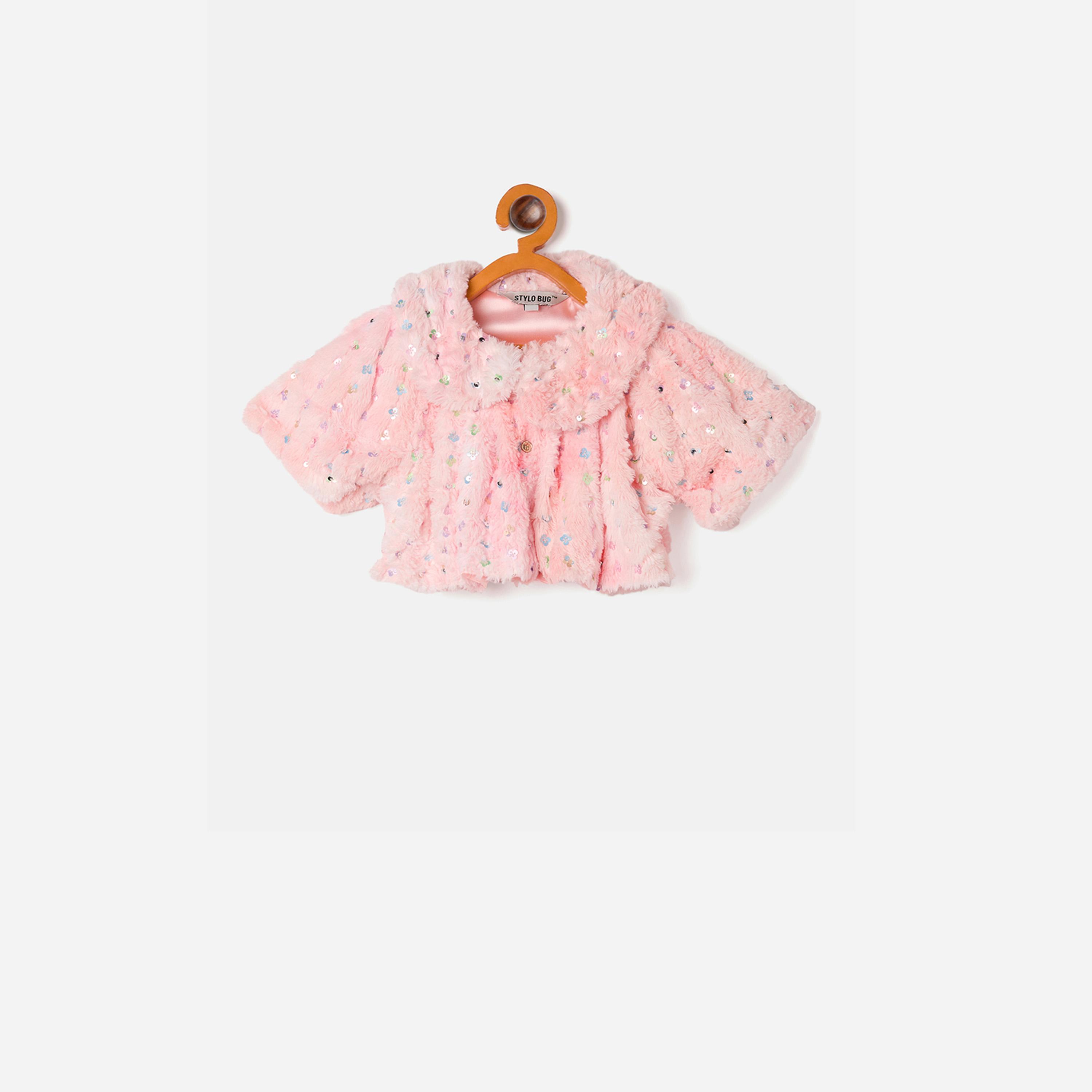 ستايلو باغ × ستايلي - سترة قصيرة مزينة بطول الخصر للبنات - برتقالي-girls-clothing-blousesandshirts-image-2