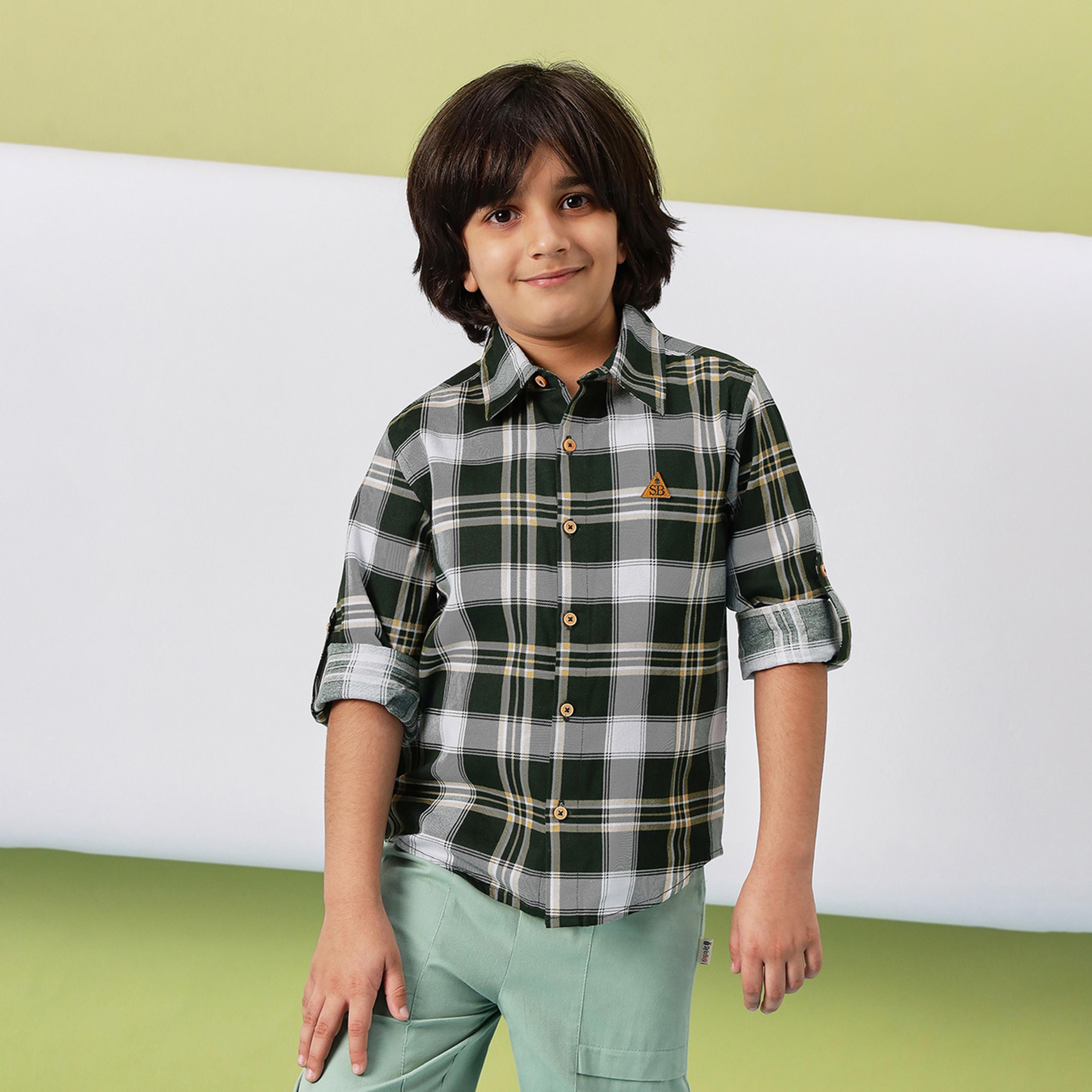 Stylo Bug X Styli Boys Hip length Printed Shirts - Green-boys-clothing-shirts-image-1