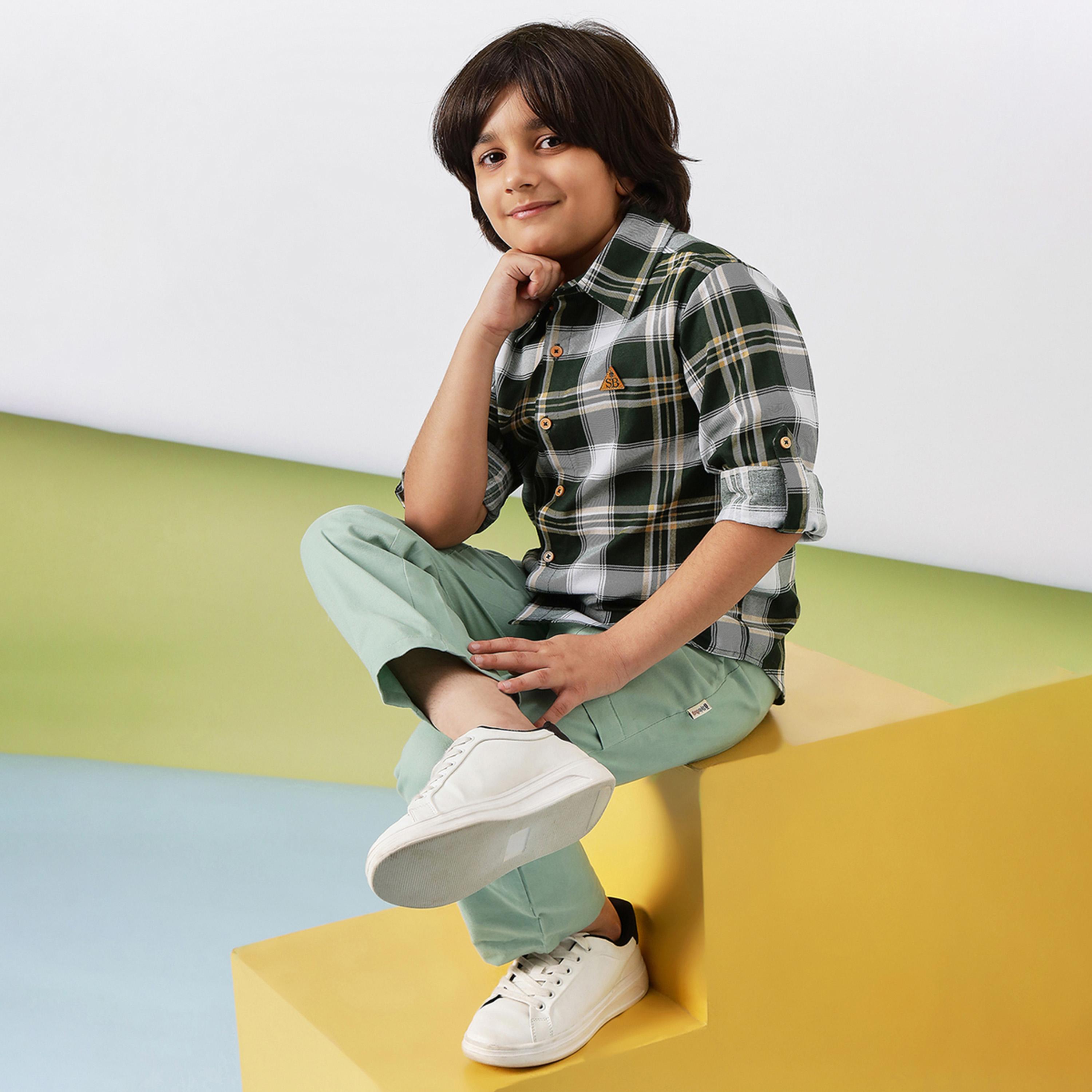 Stylo Bug X Styli Boys Hip length Printed Shirts - Green-boys-clothing-shirts-image-2