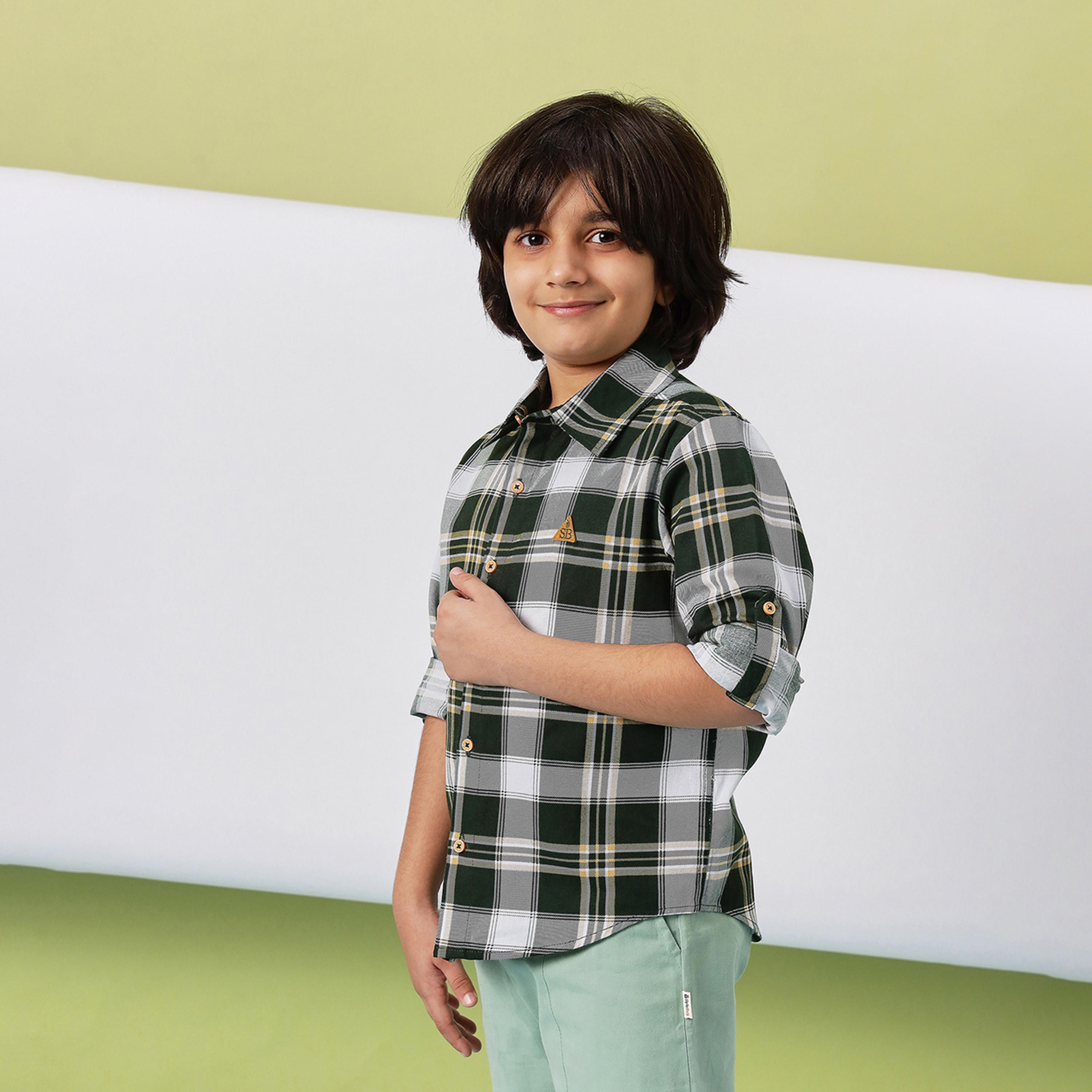Stylo Bug X Styli Boys Hip length Printed Shirts - Green-boys-clothing-shirts-image-3