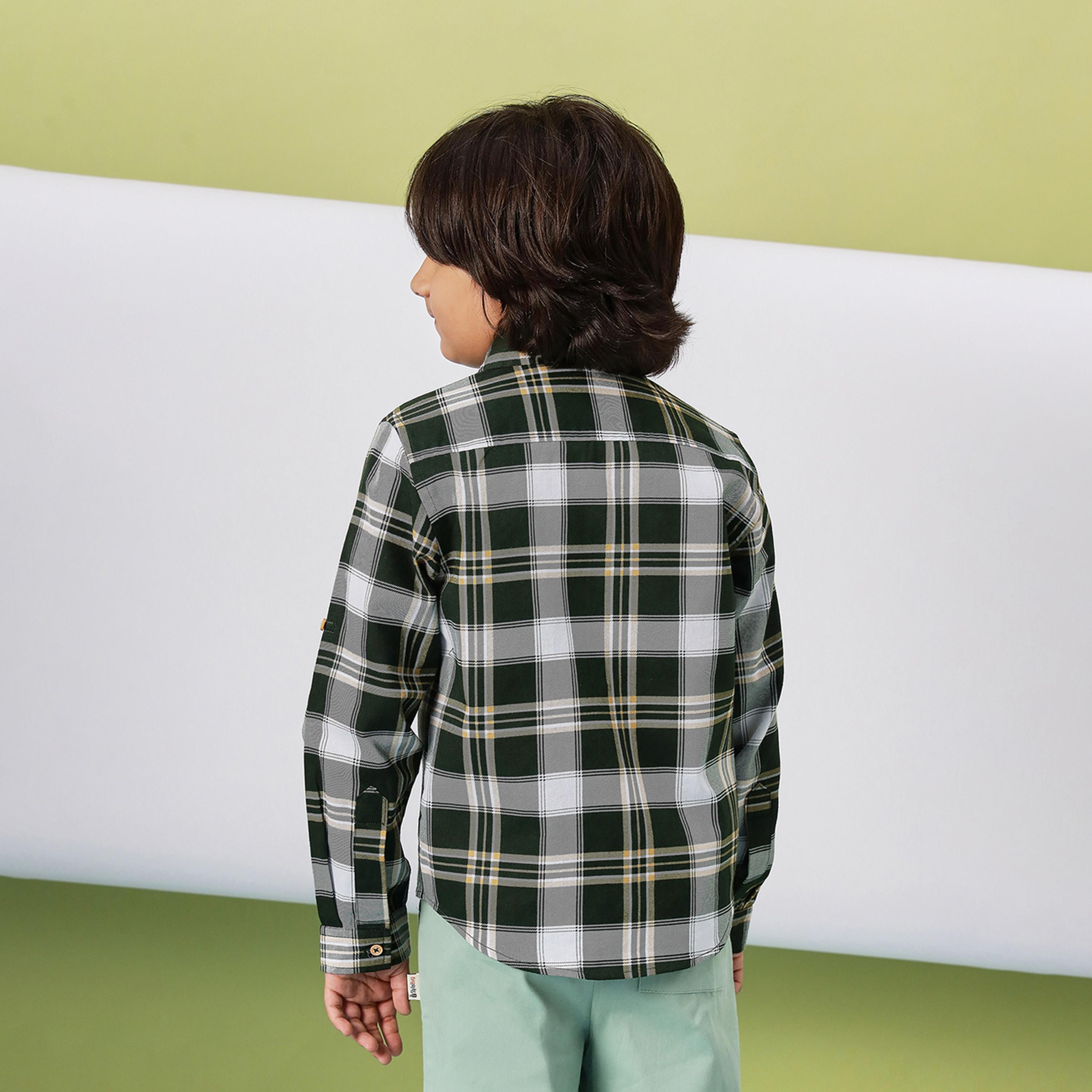 ستايلو باغ × ستايلي - قميص مطبوع بطول الورك للأولاد - أخضر-boys-clothing-shirts-image-4