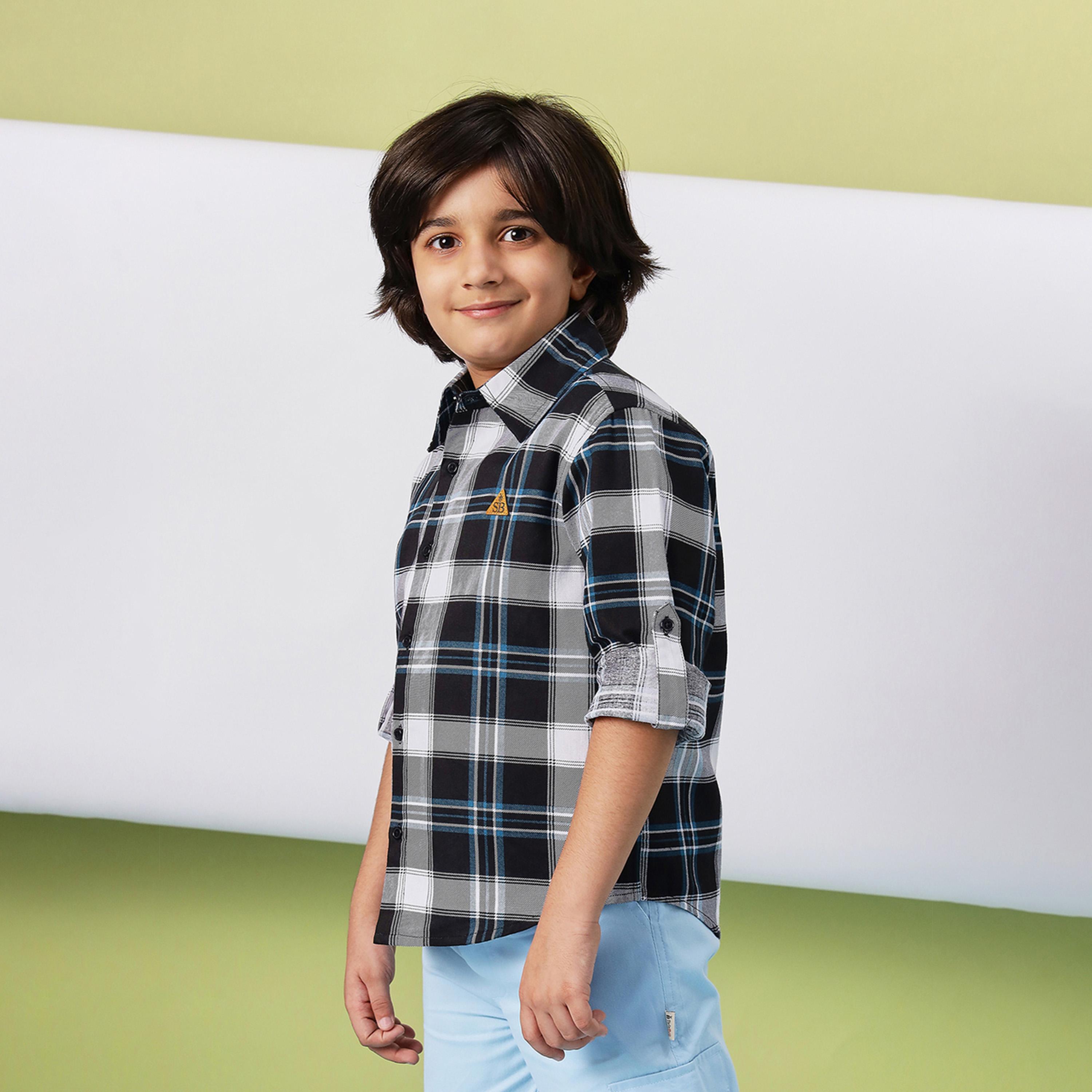 ستايلو باغ × ستايلي - قميص مطبوع بطول الورك للأولاد - أسود-boys-clothing-shirts-image-3