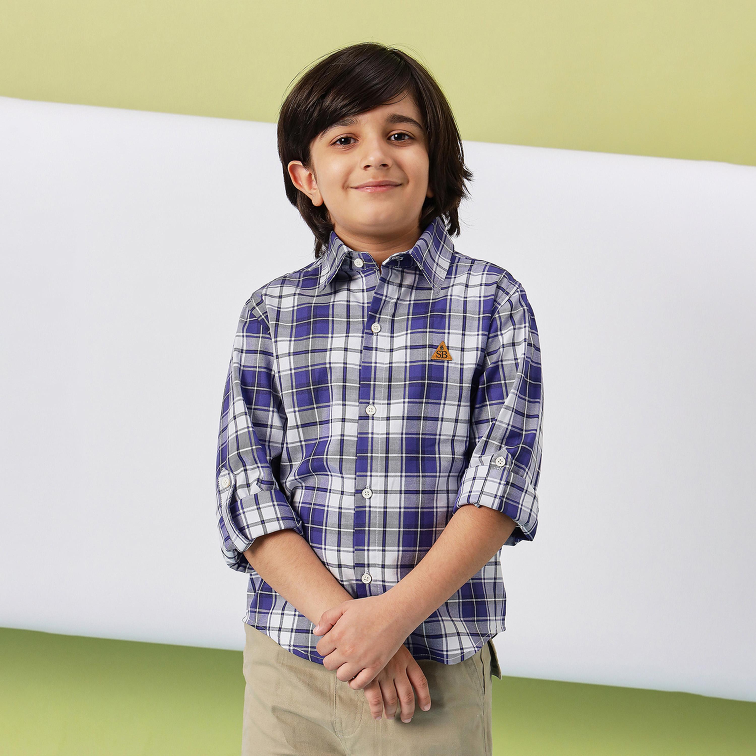 ستايلو باغ × ستايلي - قميص مطبوع بطول الورك للأولاد - أزرق-boys-clothing-shirts-image-1