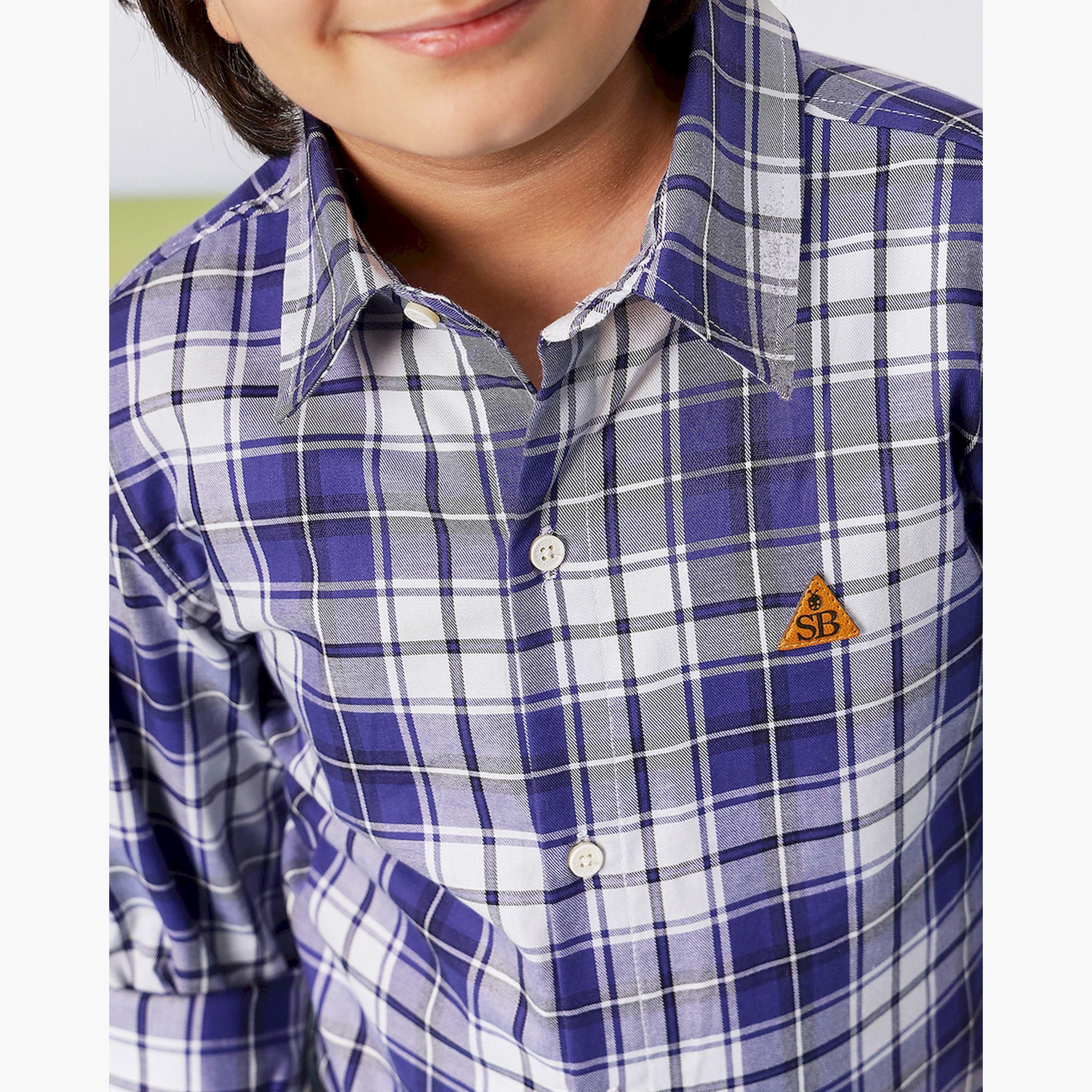 ستايلو باغ × ستايلي - قميص مطبوع بطول الورك للأولاد - أزرق-boys-clothing-shirts-image-5