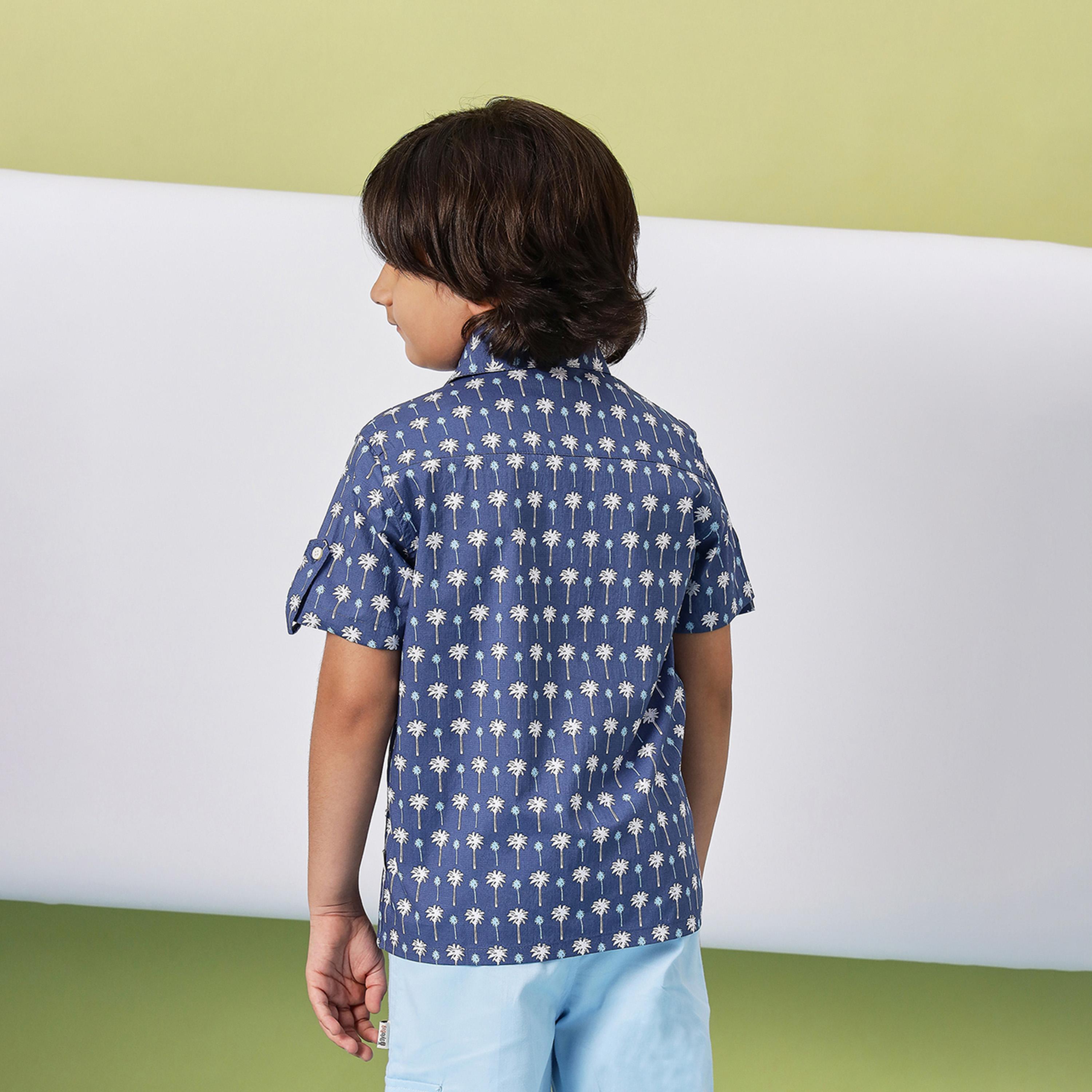 ستايلو باغ × ستايلي - قميص مطبوع بطول منتصف الفخذ للأولاد - أزرق-boys-clothing-shirts-image-4