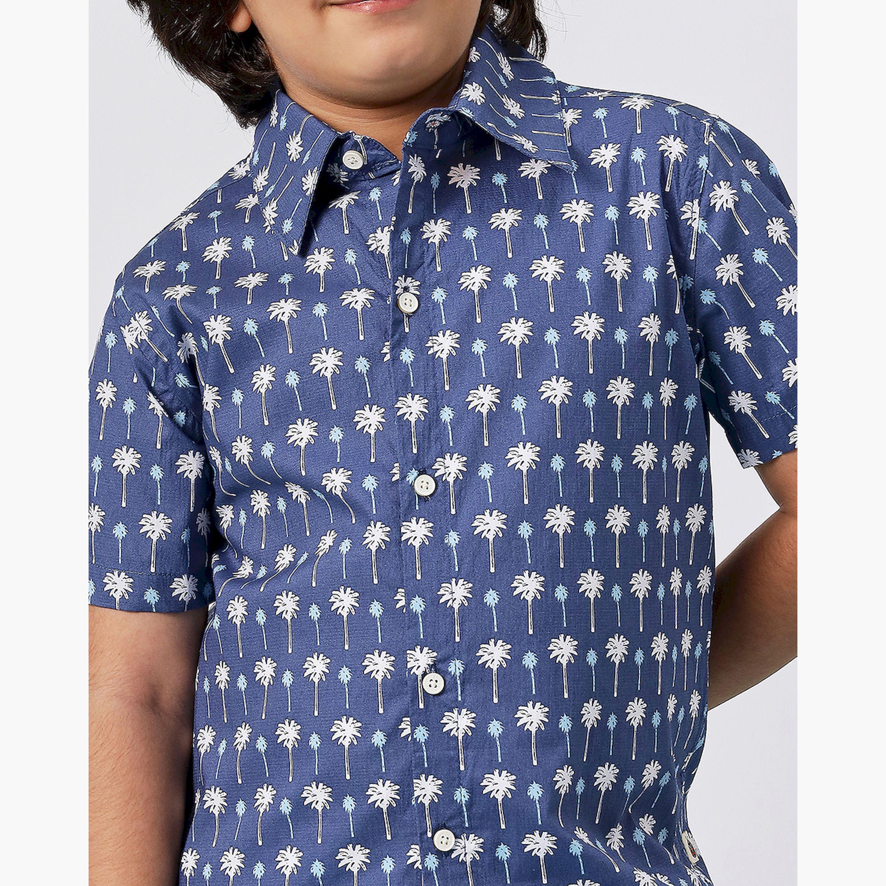 ستايلو باغ × ستايلي - قميص مطبوع بطول منتصف الفخذ للأولاد - أزرق-boys-clothing-shirts-image-5