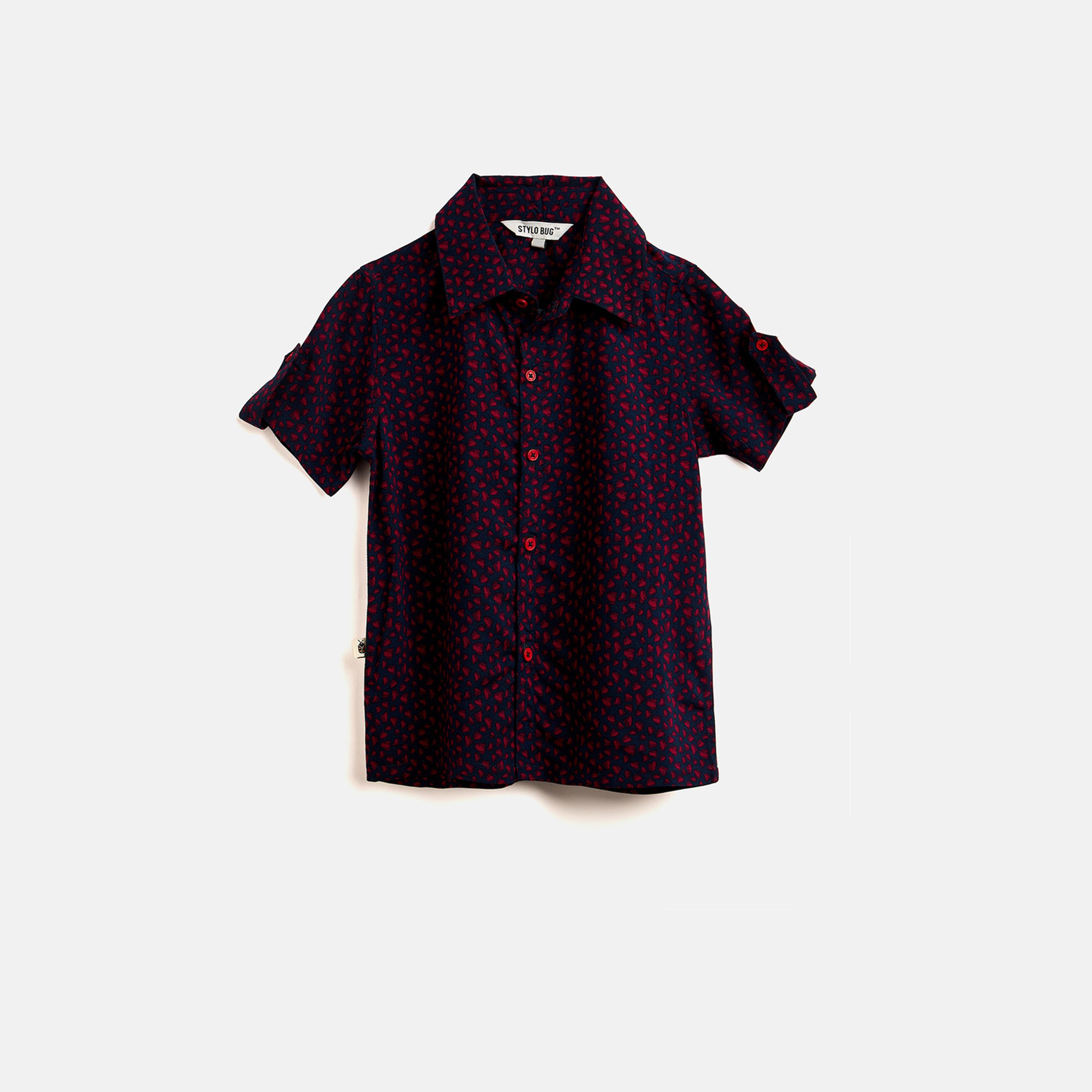 Stylo Bug X Styli Boys Mid Thigh Printed Shirts - Blue-boys-clothing-shirts-image-1