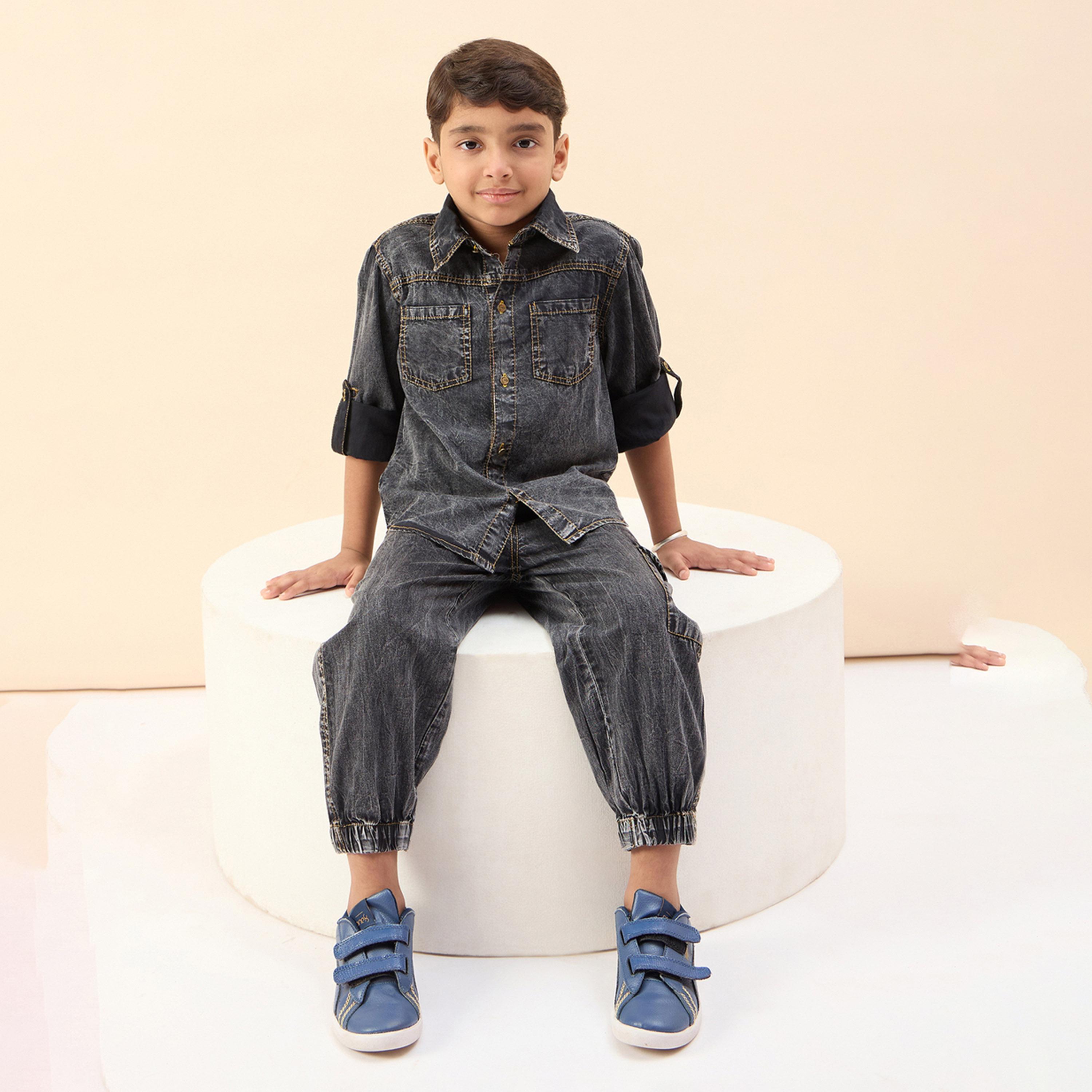 Stylo Bug X Styli Boys Ankle Length Solid Shirts - Blue-boys-clothing-shirts-image-1