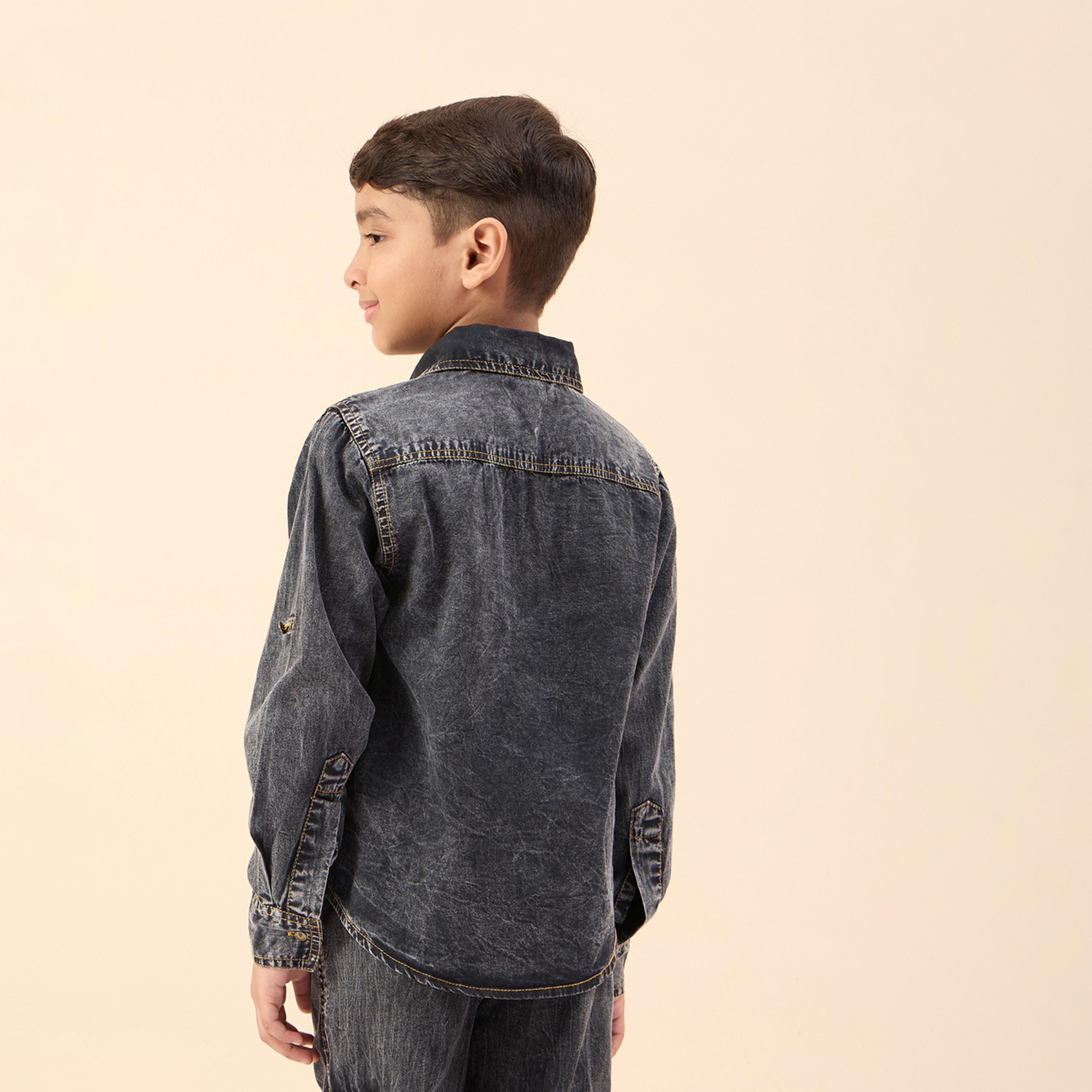 Stylo Bug X Styli Boys Ankle Length Solid Shirts - Blue-boys-clothing-shirts-image-4