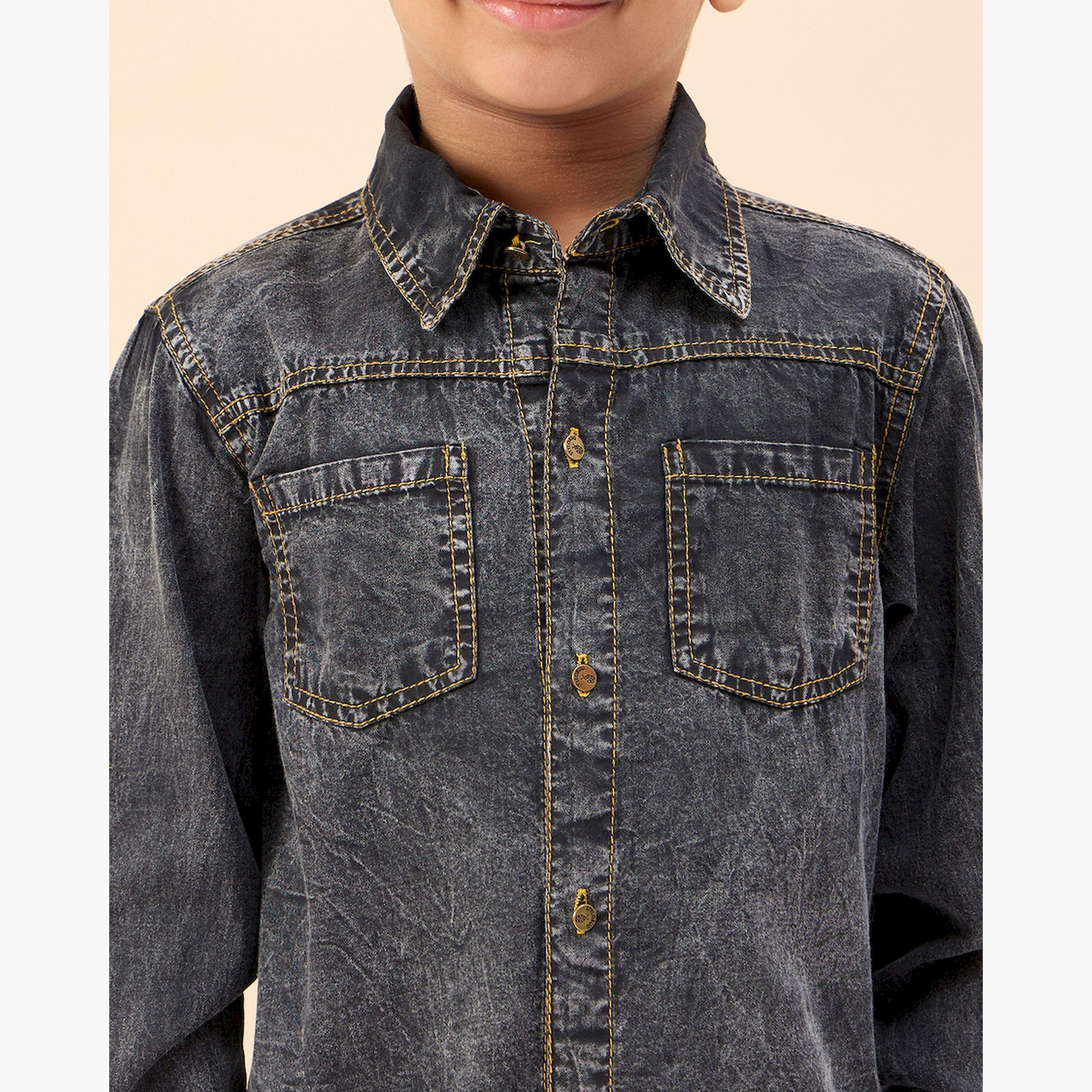 ستايلو باغ × ستايلي - قميص سادة للأولاد - أزرق-boys-clothing-shirts-image-5