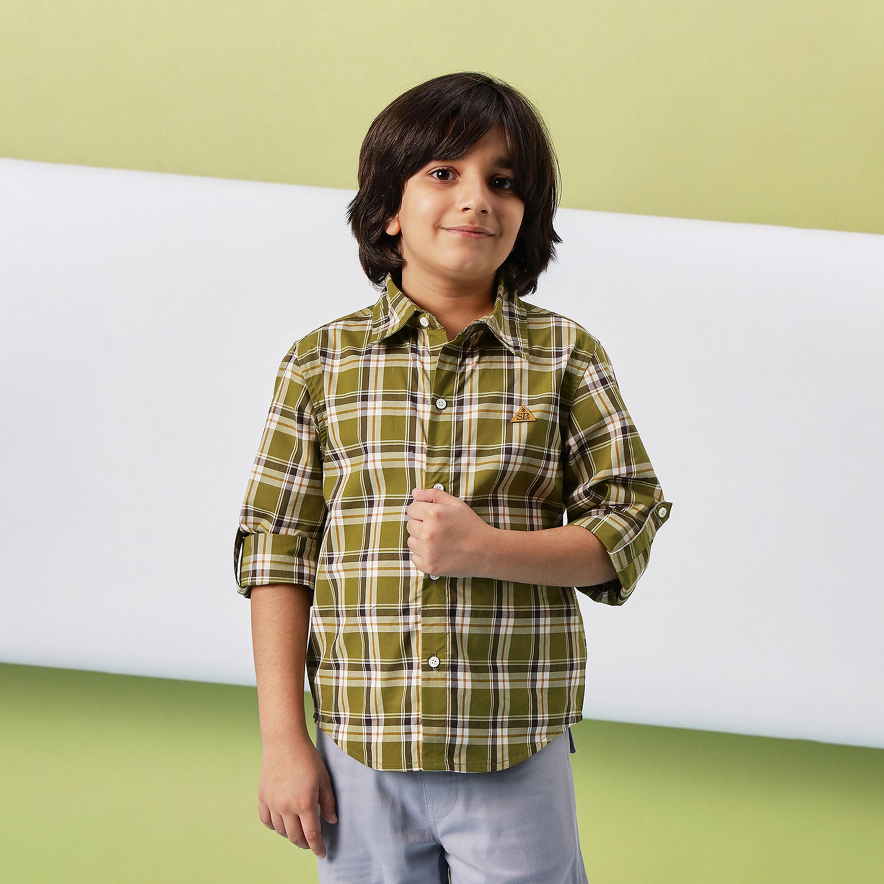 ستايلو باغ × ستايلي - قميص مطبوع بطول الورك للأولاد - أخضر-boys-clothing-shirts-image-1