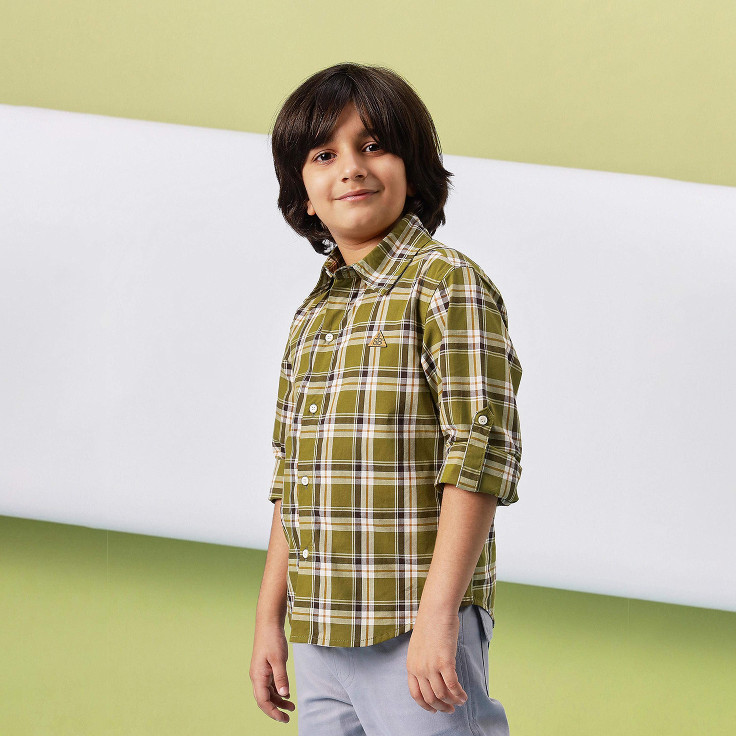 ستايلو باغ × ستايلي - قميص مطبوع بطول الورك للأولاد - أخضر-boys-clothing-shirts-image-3