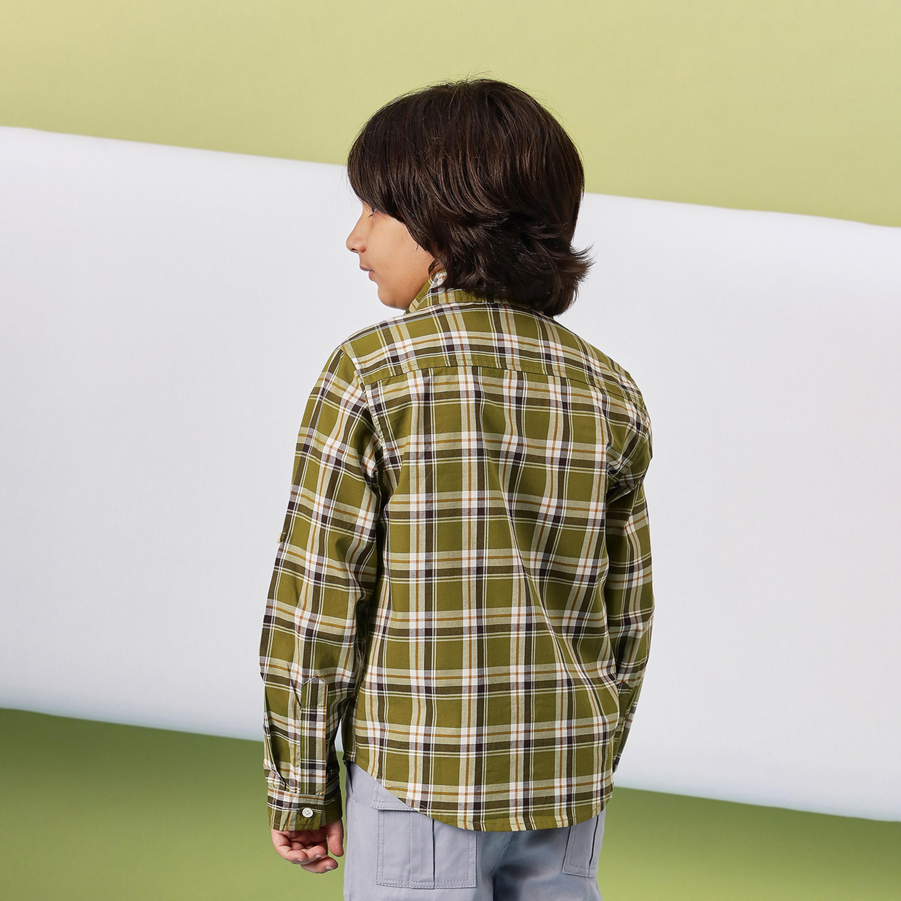 ستايلو باغ × ستايلي - قميص مطبوع بطول الورك للأولاد - أخضر-boys-clothing-shirts-image-4