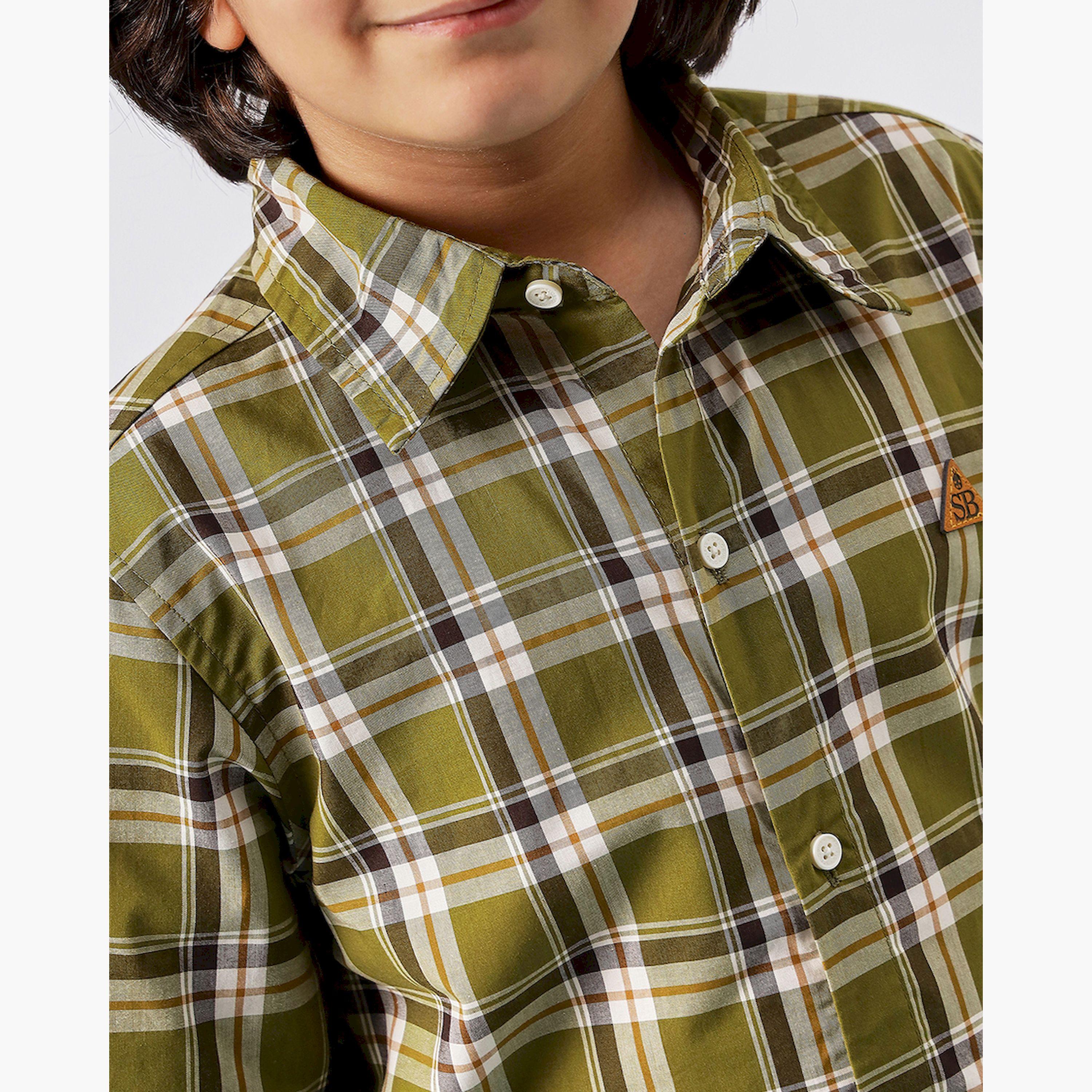 ستايلو باغ × ستايلي - قميص مطبوع بطول الورك للأولاد - أخضر-boys-clothing-shirts-image-5