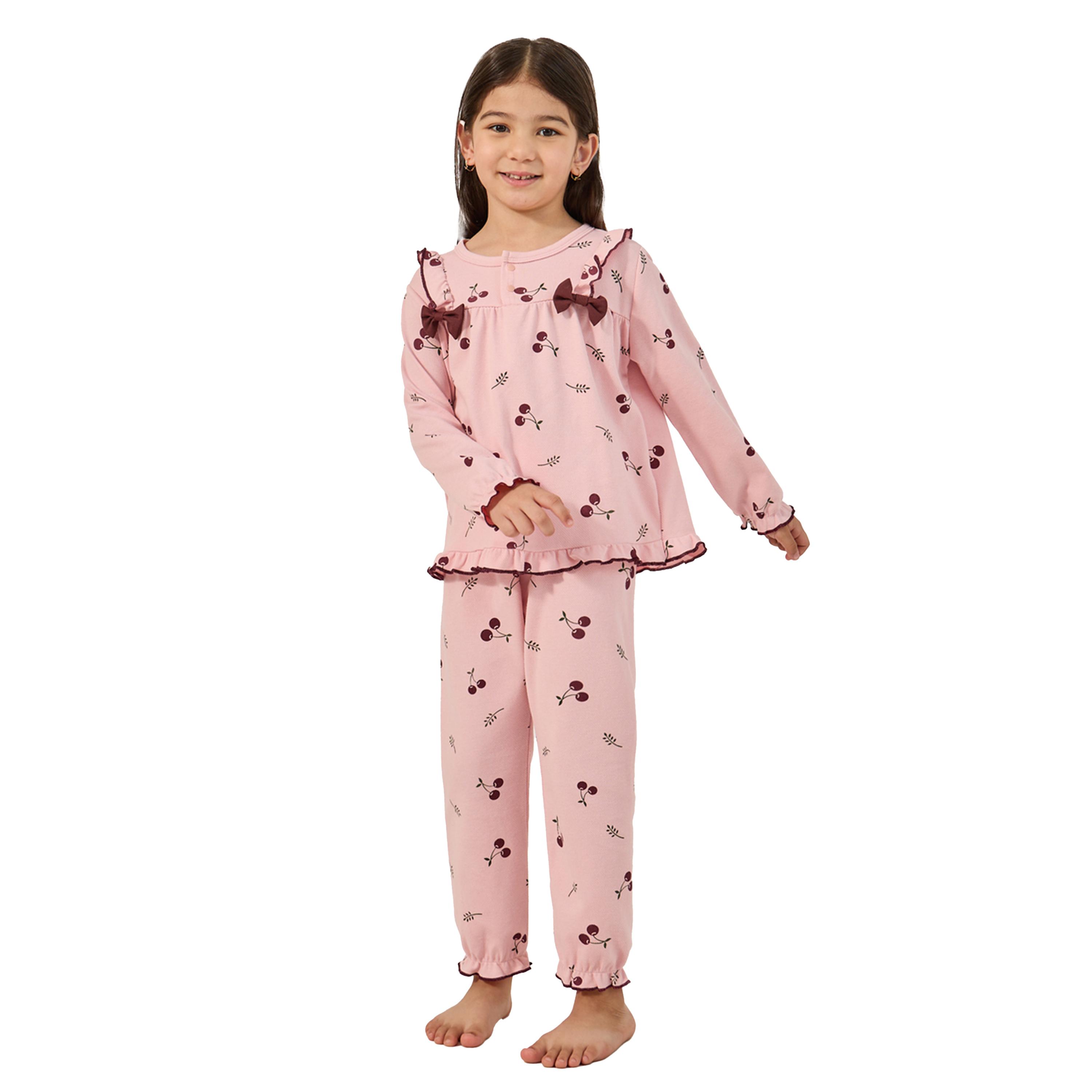 ستايلي - طقم بنطال بيجامة مع تي شيرت برقبة دائرية وطبعة كاملة-girls-clothing-nightwear-image-1