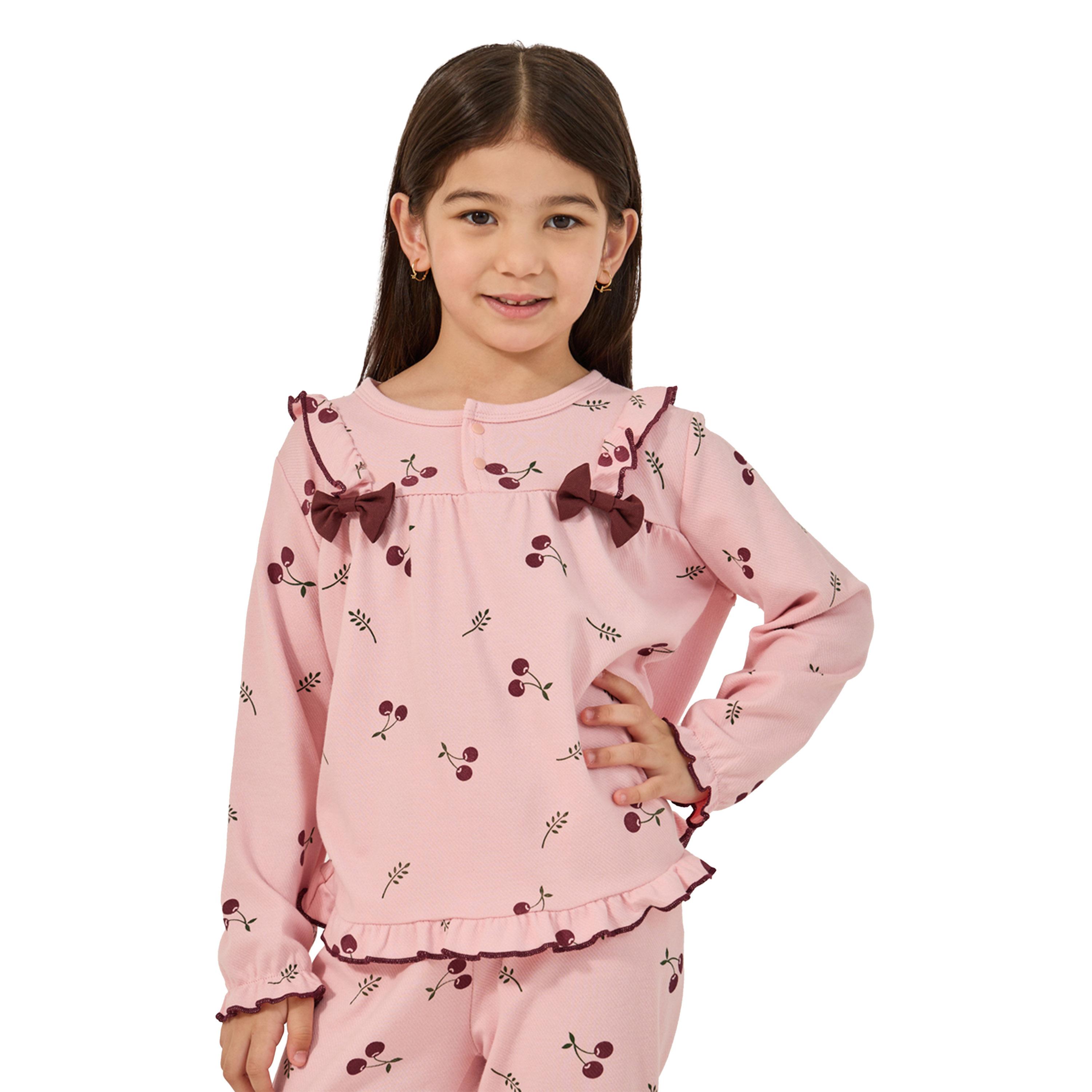 Styli All-Over Print Round Neck T-Shirt and Pyjama Set-girls-clothing-nightwear-image-4