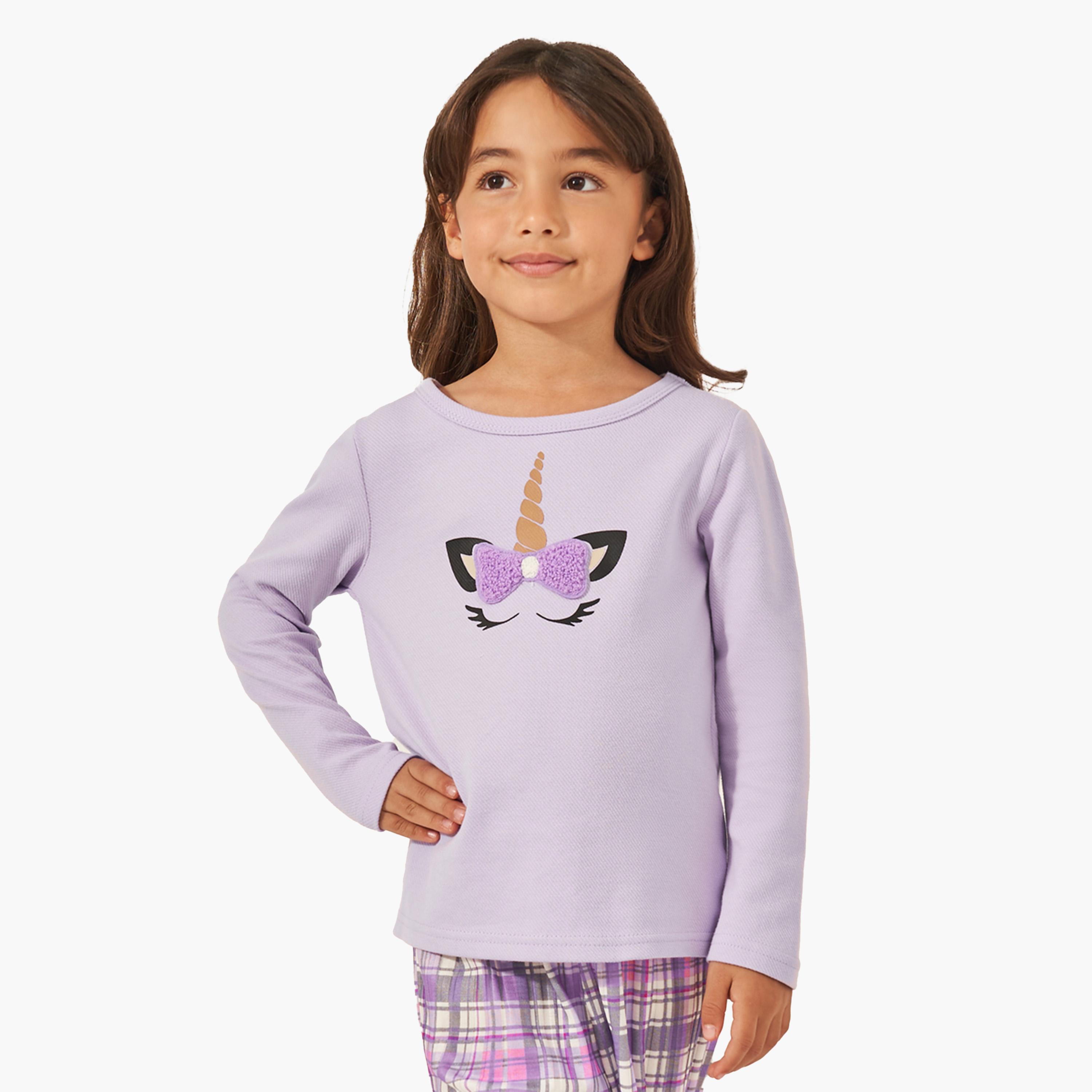Styli Butterfly Print T-Shirt and Checked Pyjama Set-girls-clothing-nightwear-image-2