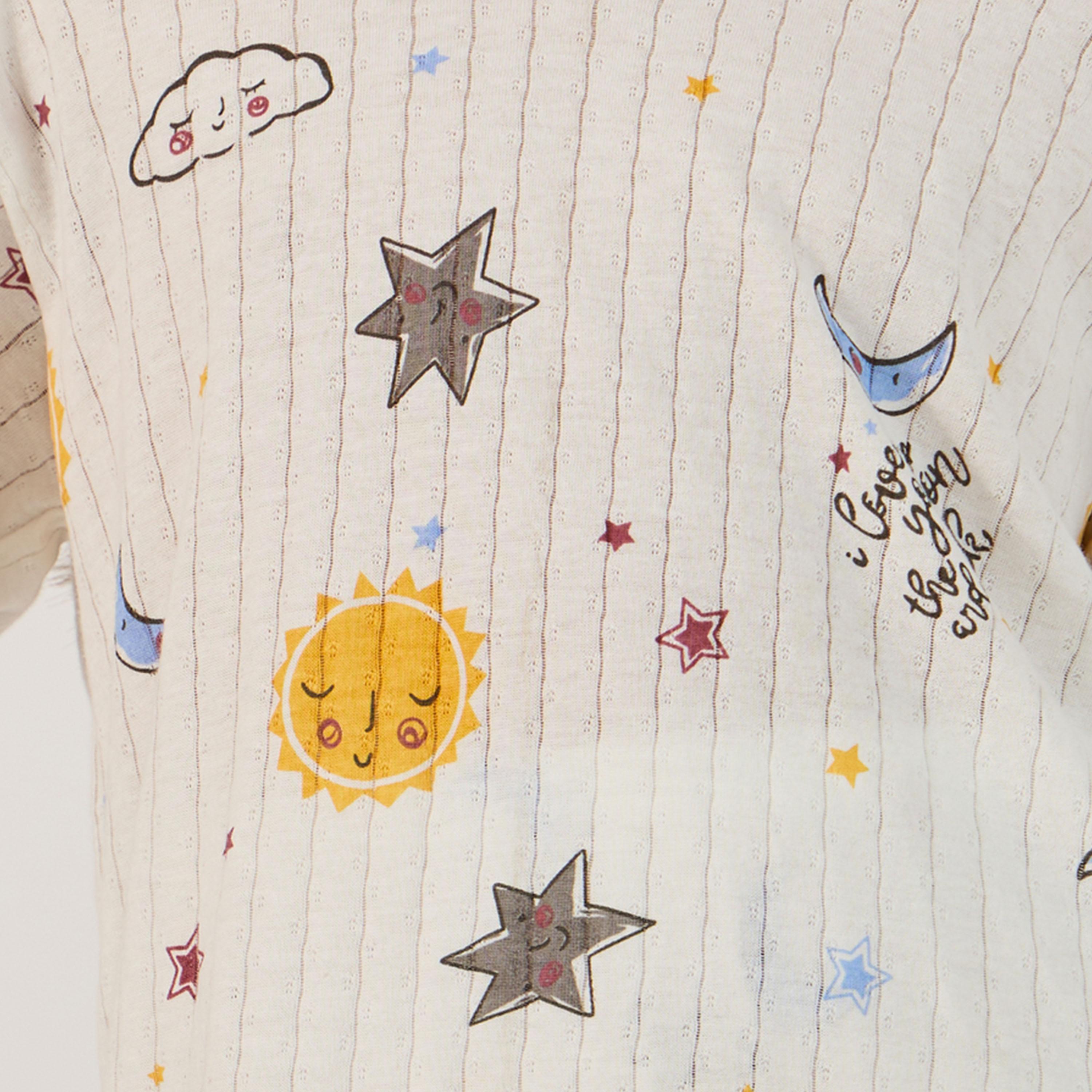 Styli All-Over Print Round Neck T-Shirt and Pyjama Set-girls-clothing-nightwear-image-3