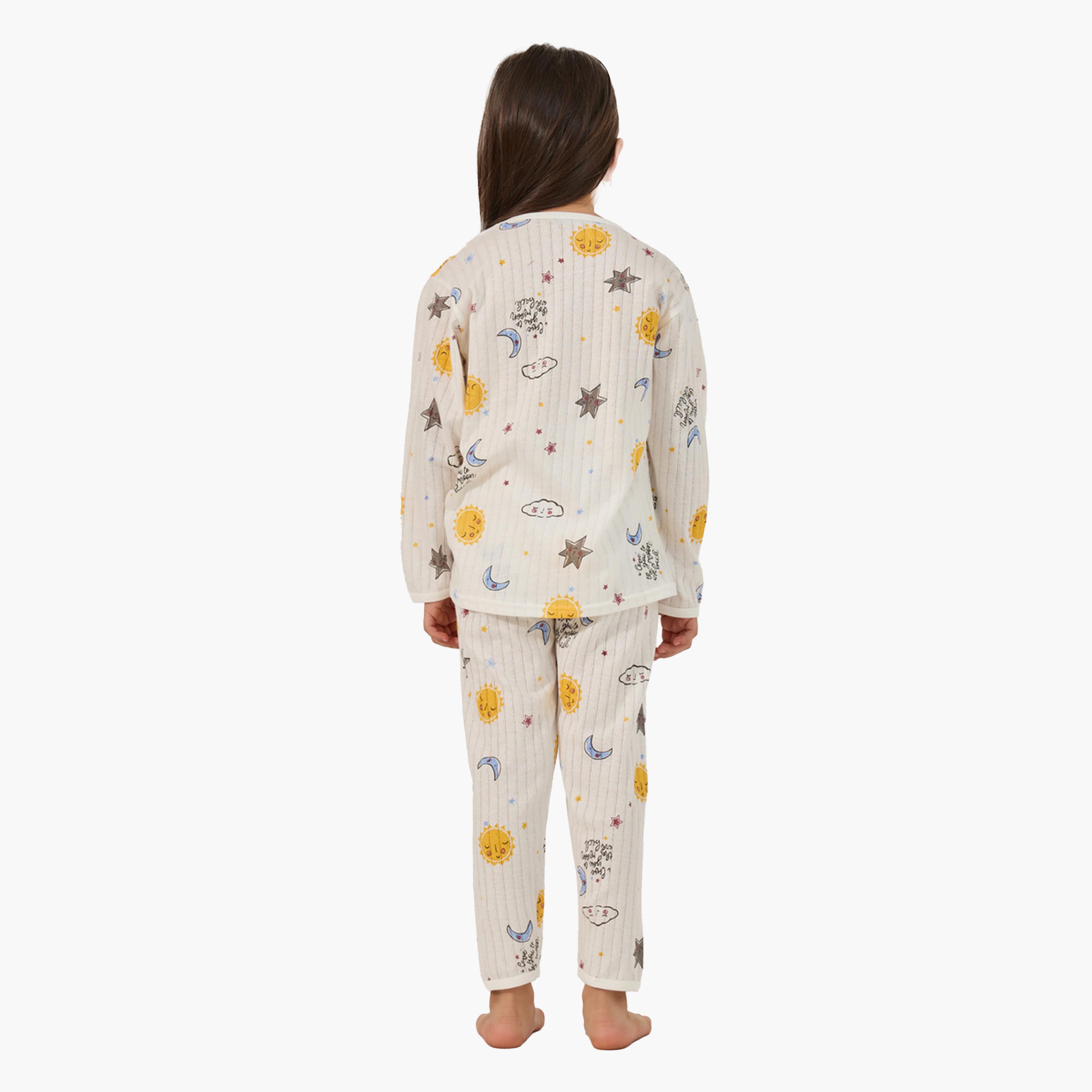 Styli All-Over Print Round Neck T-Shirt and Pyjama Set-girls-clothing-nightwear-image-5