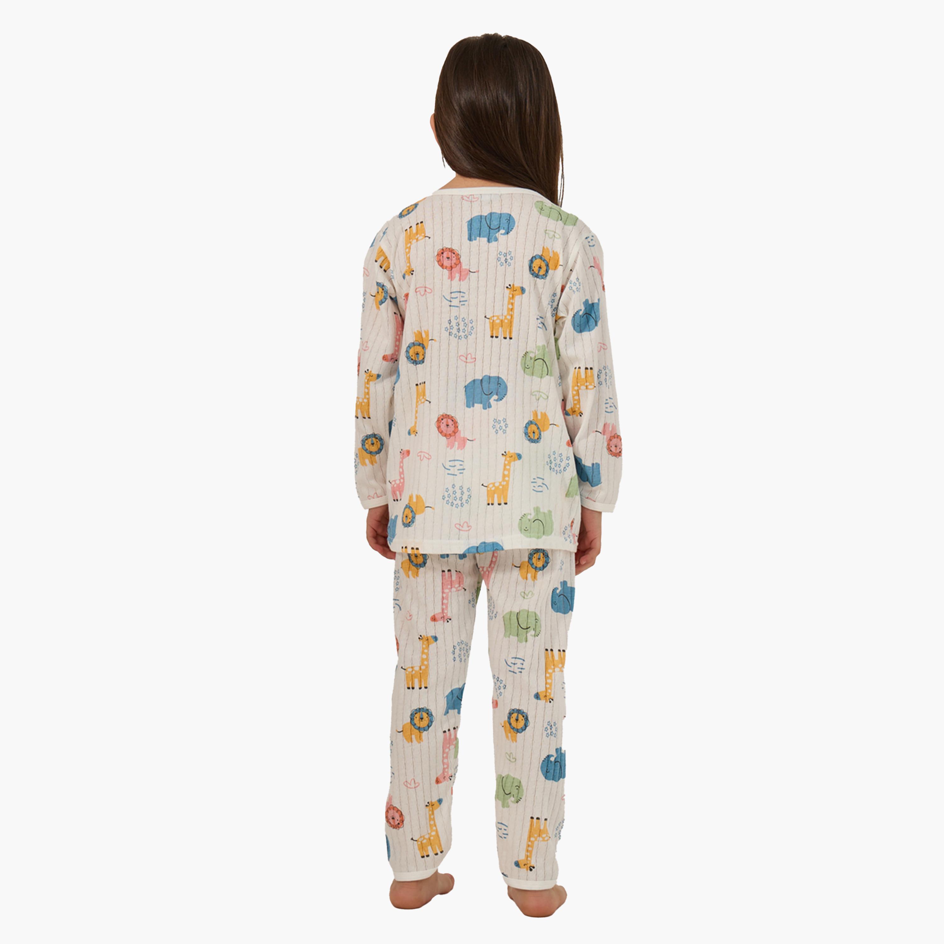 ستايلي-  بيجاما تي شيرت رقبة دائرية وطبعة كاملة-girls-clothing-nightwear-image-5