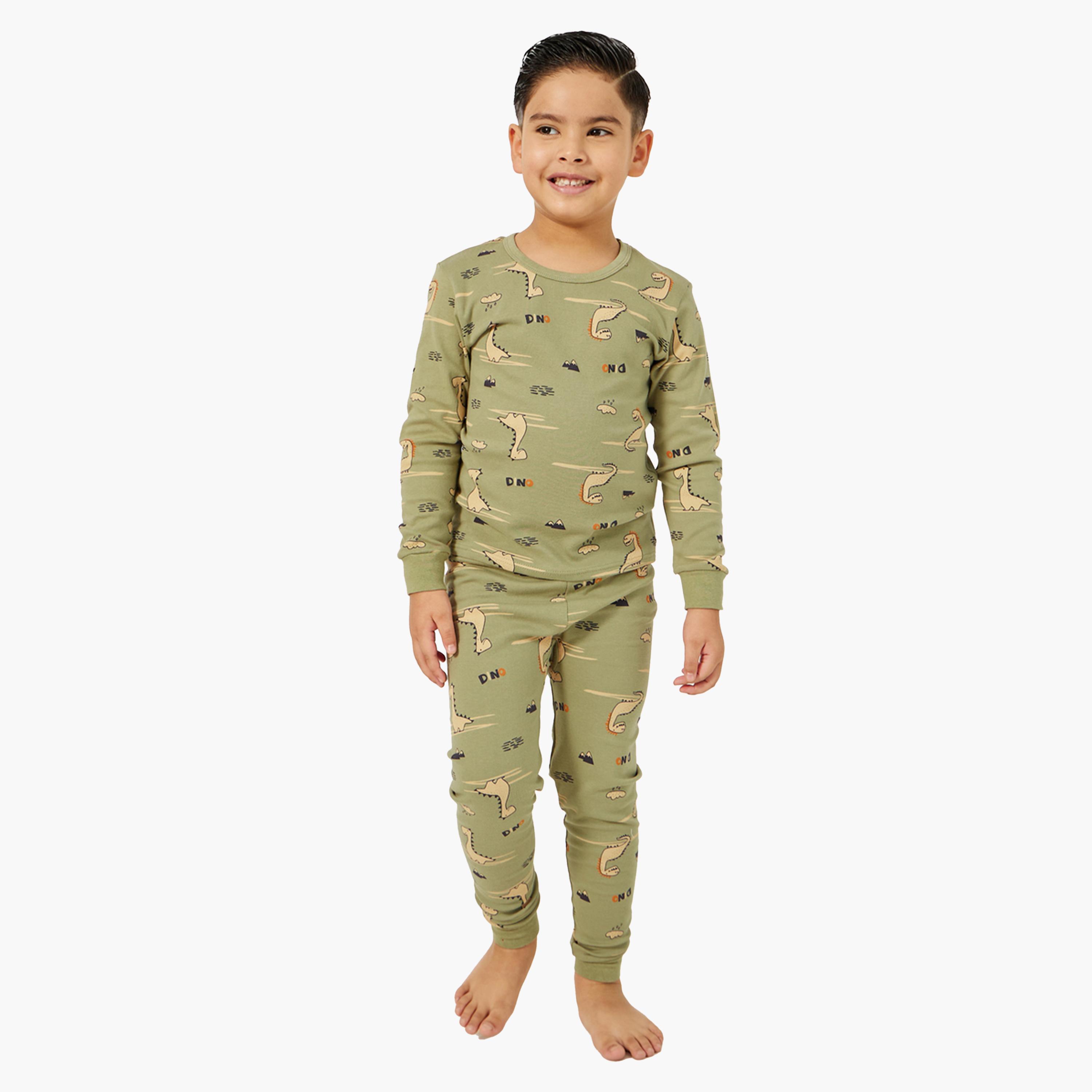 ستايلي-  بيجاما تي شيرت رقبة دائرية وطبعة كاملة-boys-clothing-nightwear-image-1