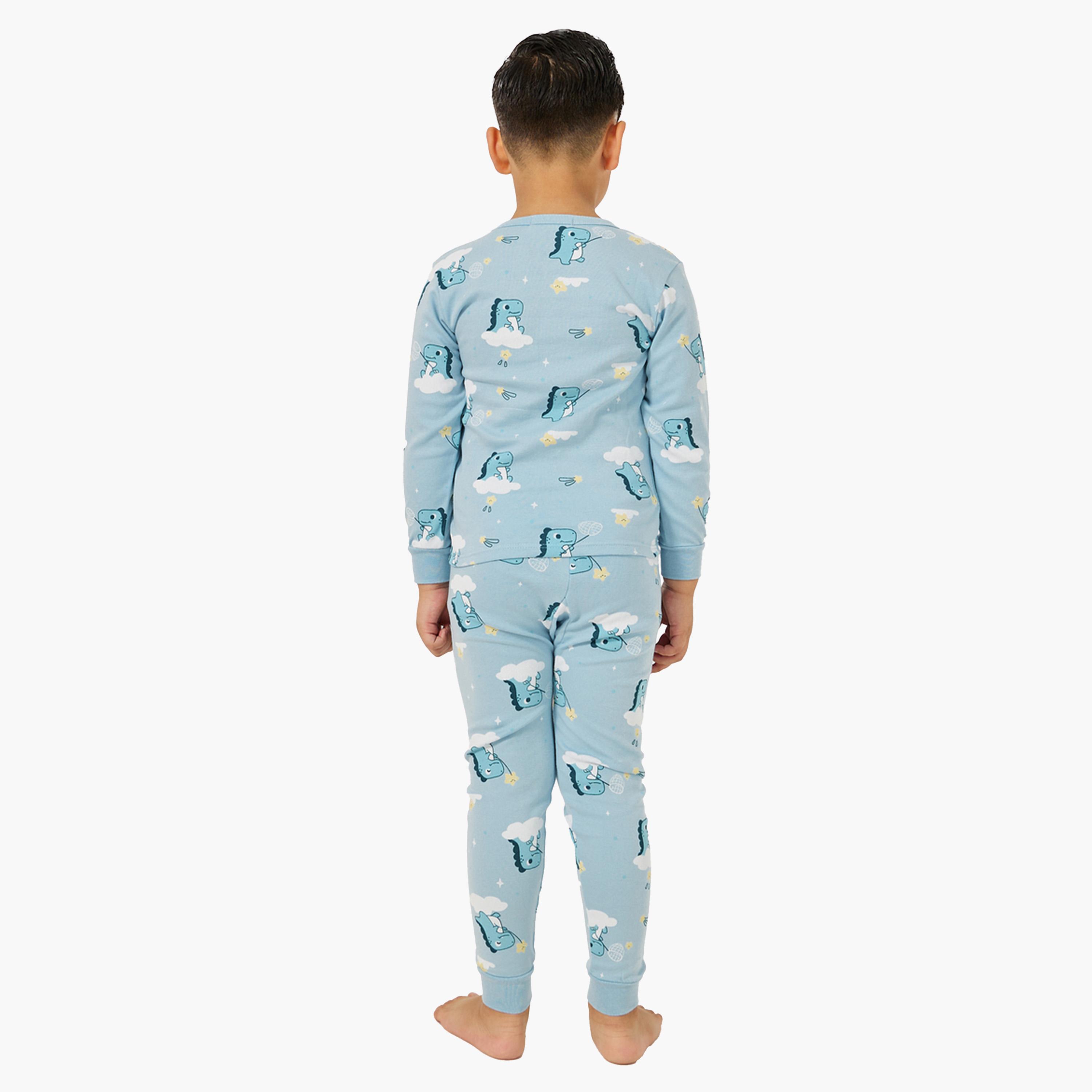 ستايلي-  بيجاما وتي شيرت بأكمام طويلة بطبعة جرافيكية-boys-clothing-nightwear-image-4