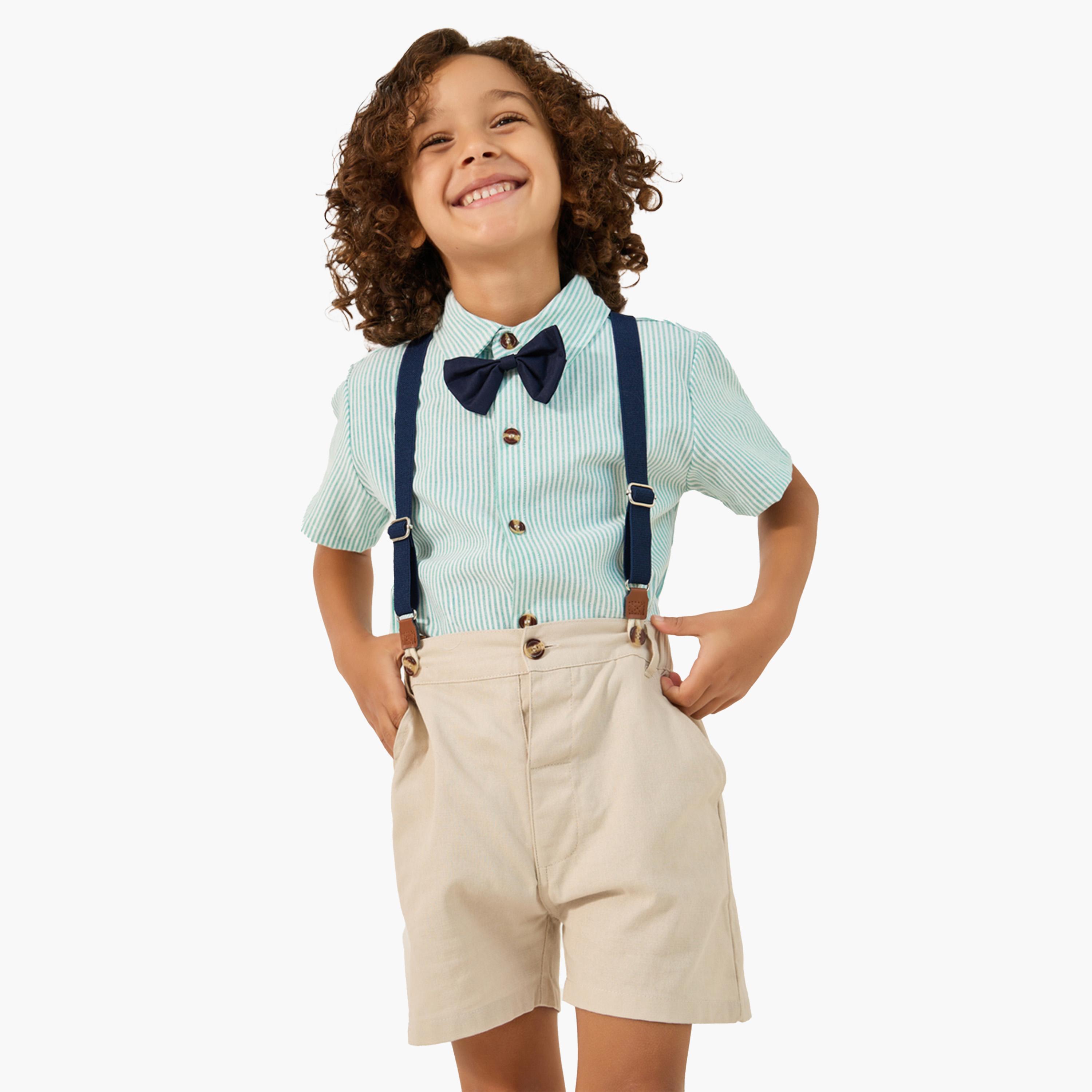 Styli Collared Shirt with Bow, Shorts and Suspender-boys-clothing-setsandcoords-image-2