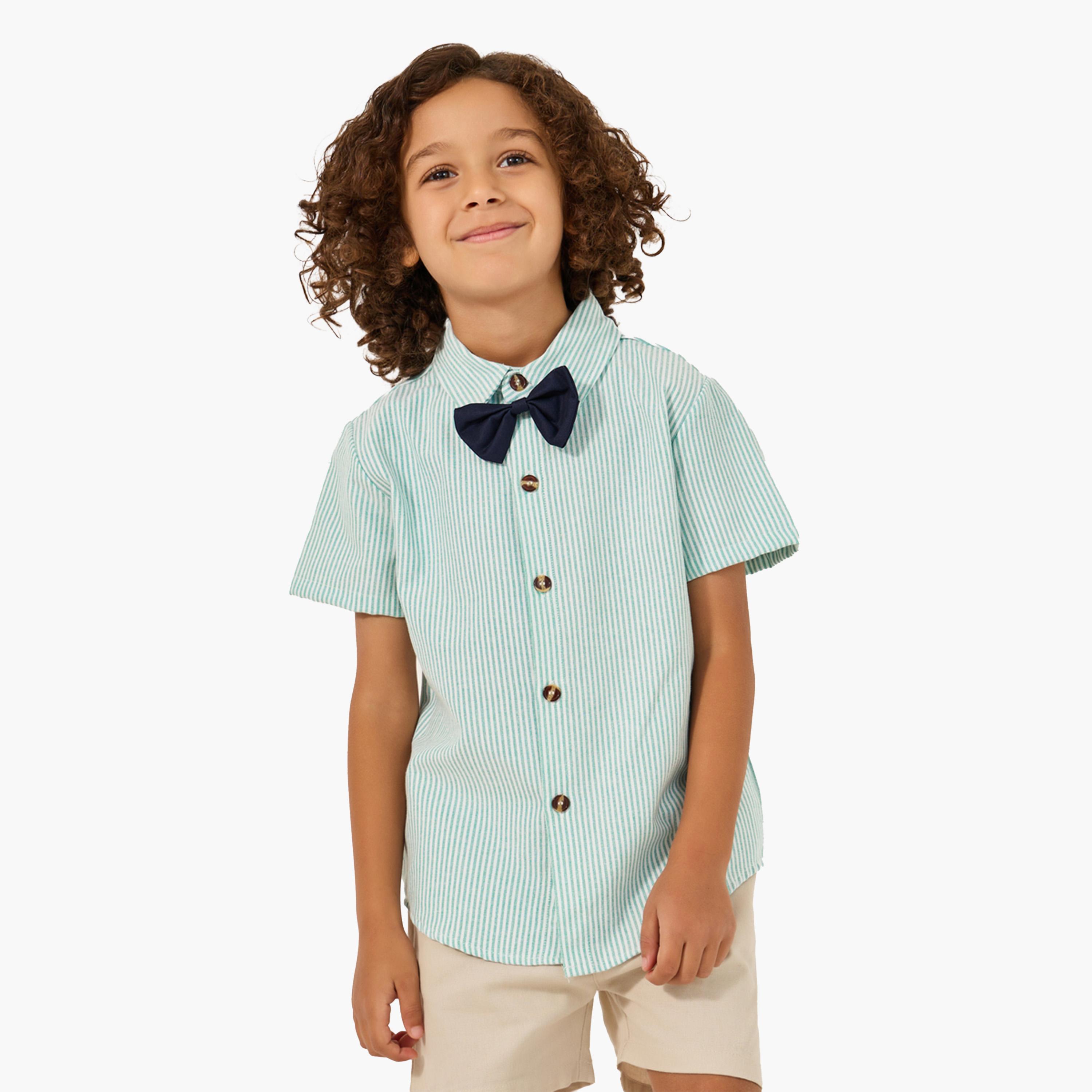 Styli Collared Shirt with Bow, Shorts and Suspender-boys-clothing-setsandcoords-image-4