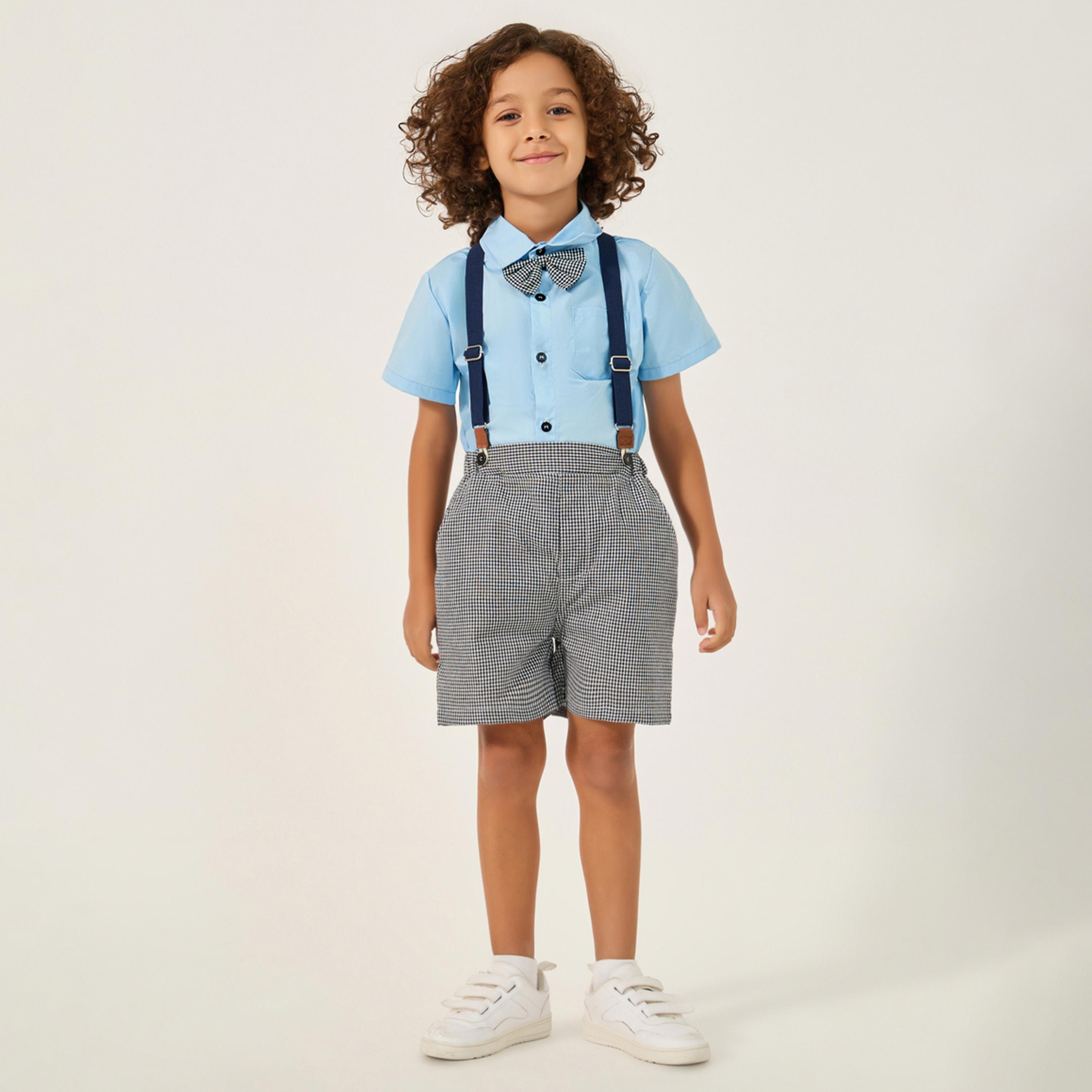 Styli Toddler boys 3pcs. Set - shirt with bow , shorts, suspender-boys-clothing-setsandcoords-image-1