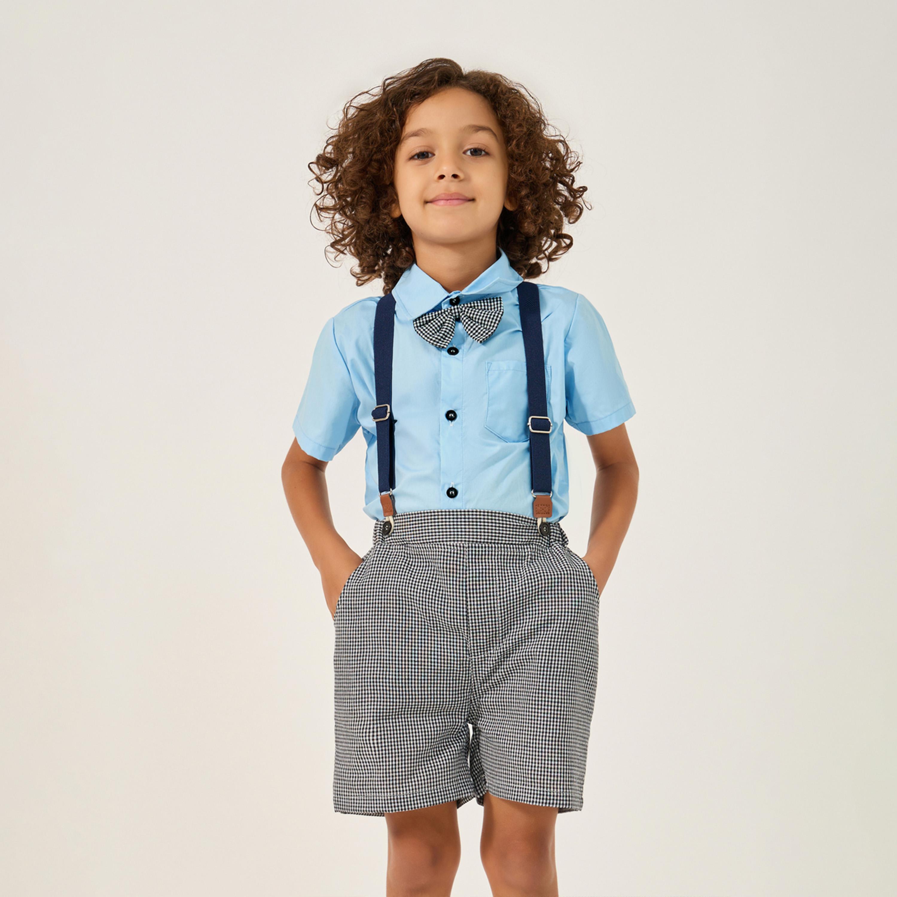 Styli Toddler boys 3pcs. Set - shirt with bow , shorts, suspender-boys-clothing-setsandcoords-image-2