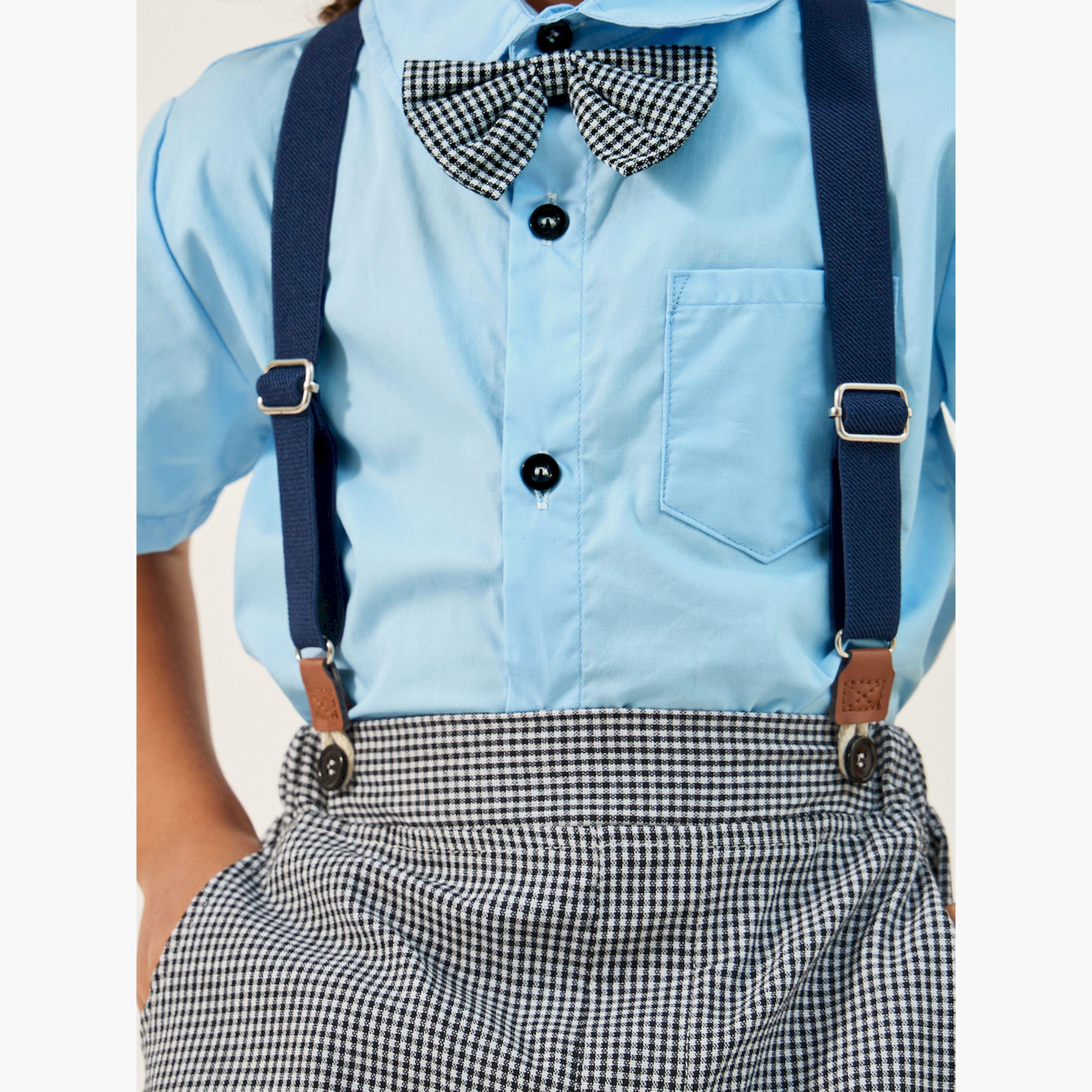 Styli Toddler boys 3pcs. Set - shirt with bow , shorts, suspender-boys-clothing-setsandcoords-image-4