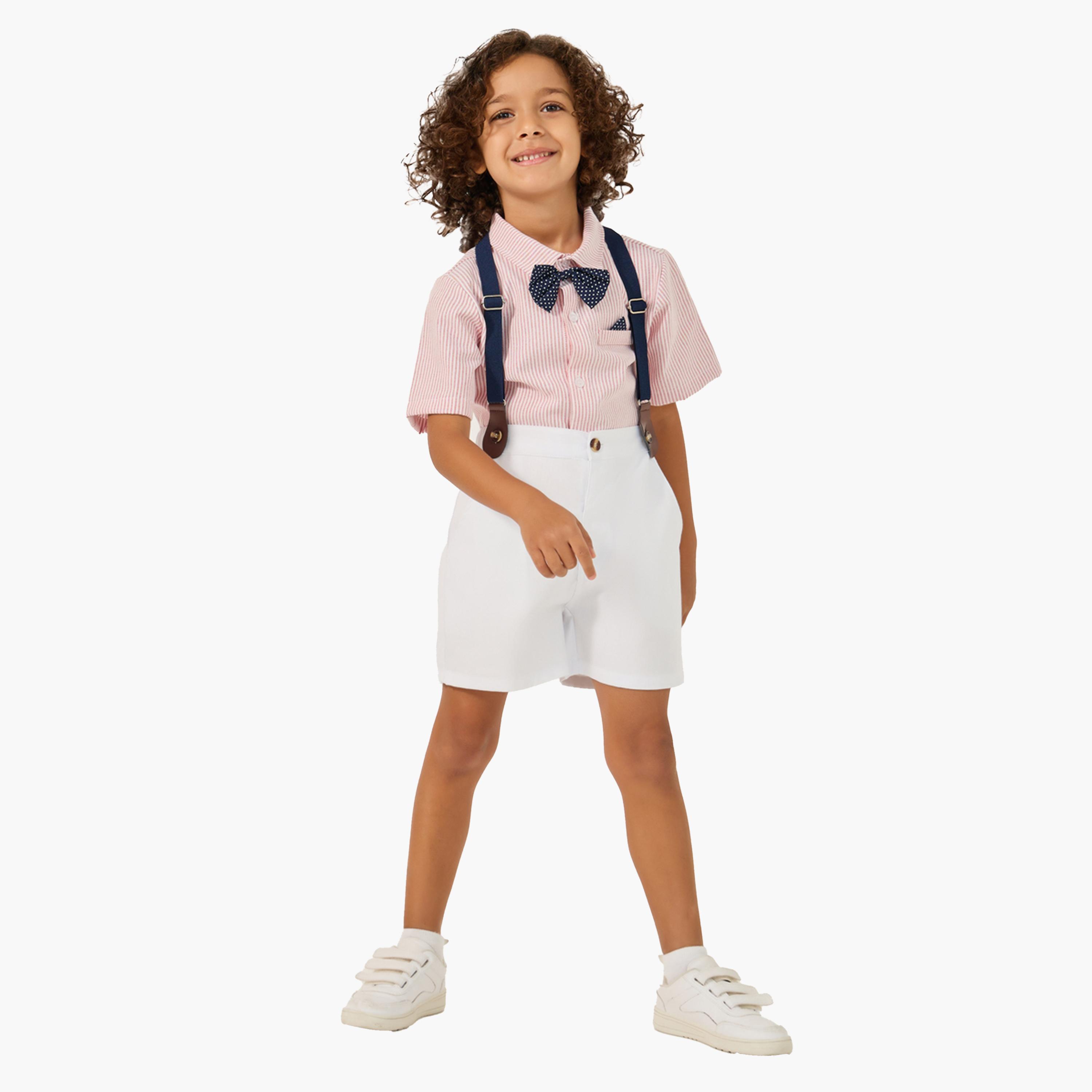 Styli Collared Shirt with Bow, Shorts and Suspender-boys-clothing-setsandcoords-image-1