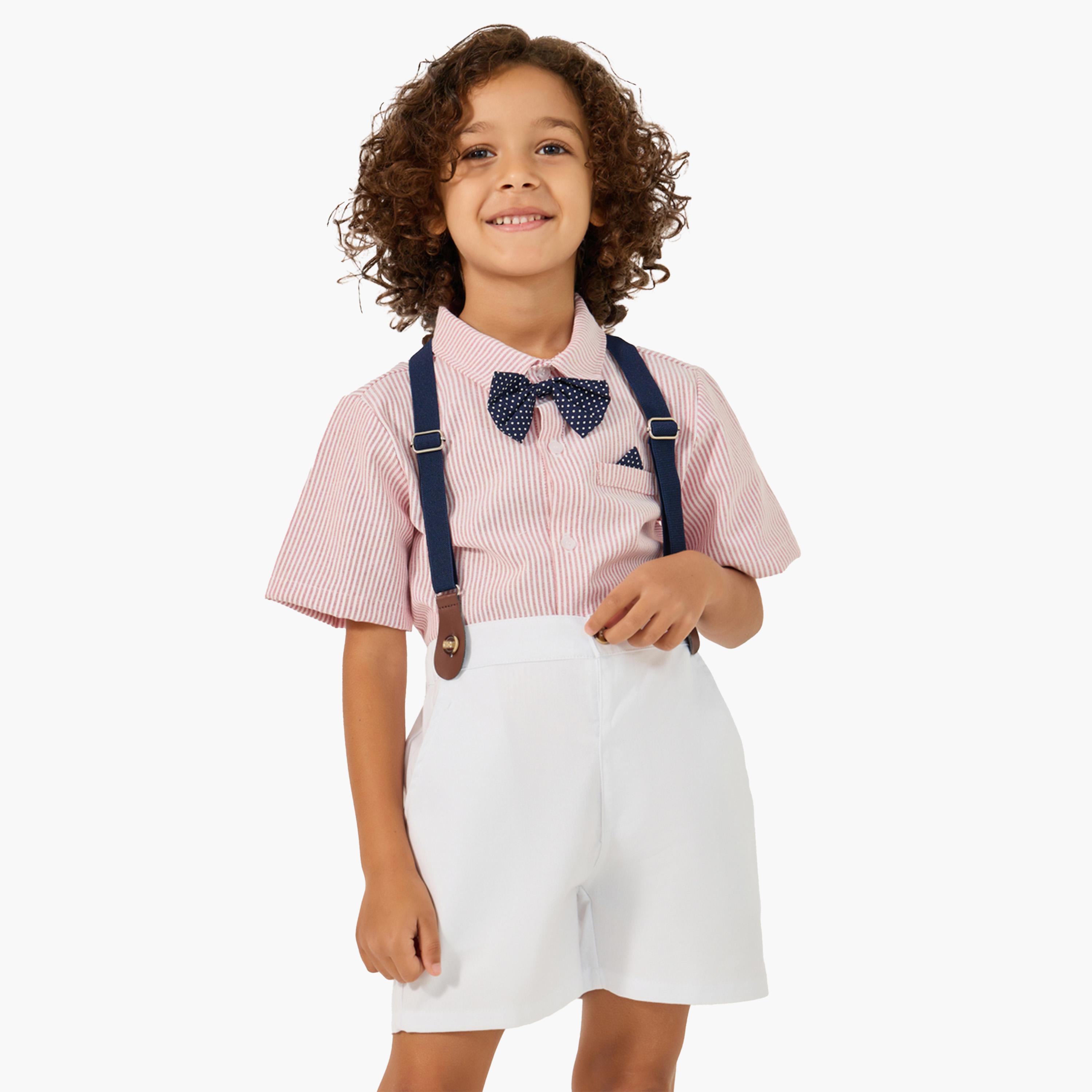 Styli Collared Shirt with Bow, Shorts and Suspender-boys-clothing-setsandcoords-image-2