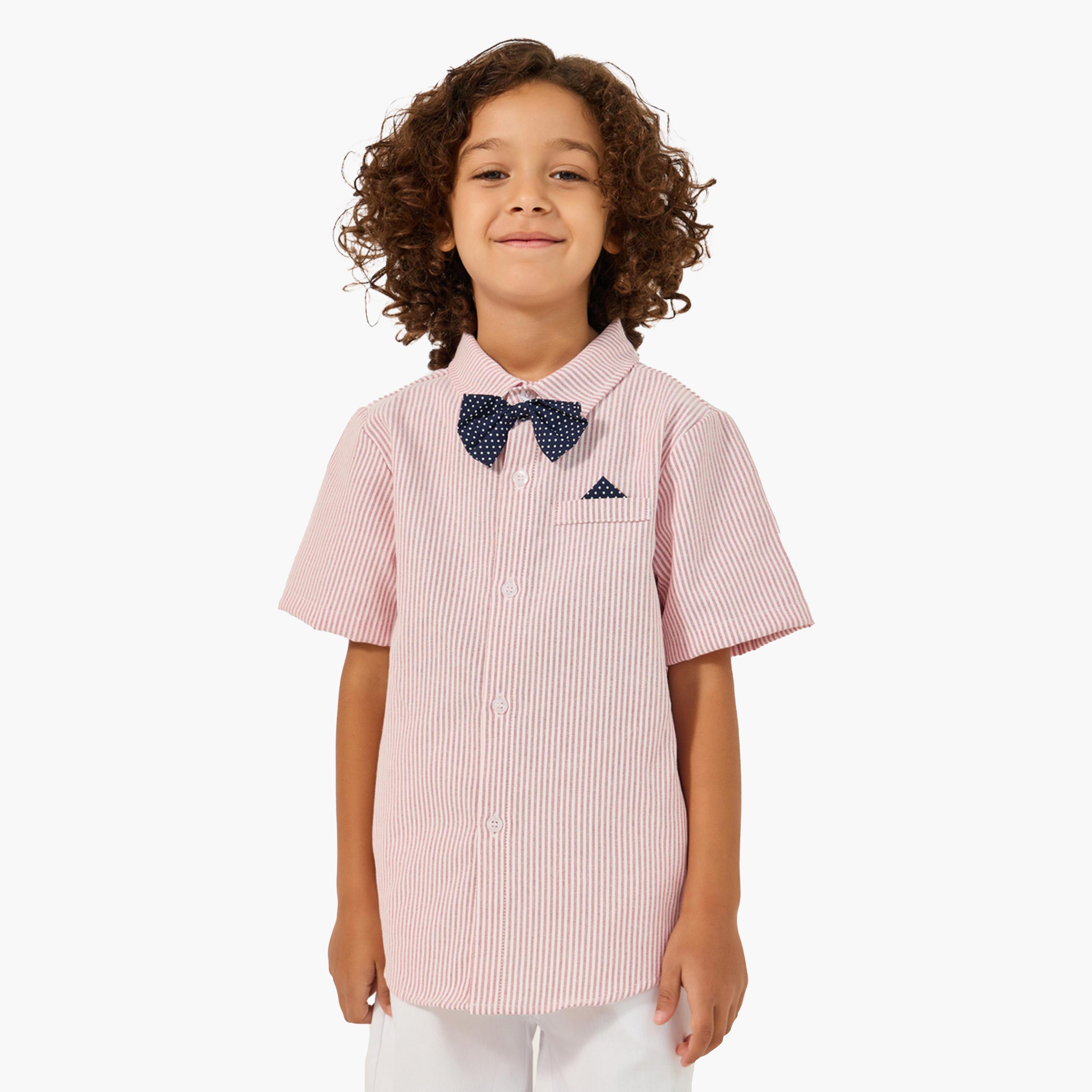 Styli Collared Shirt with Bow, Shorts and Suspender-boys-clothing-setsandcoords-image-4