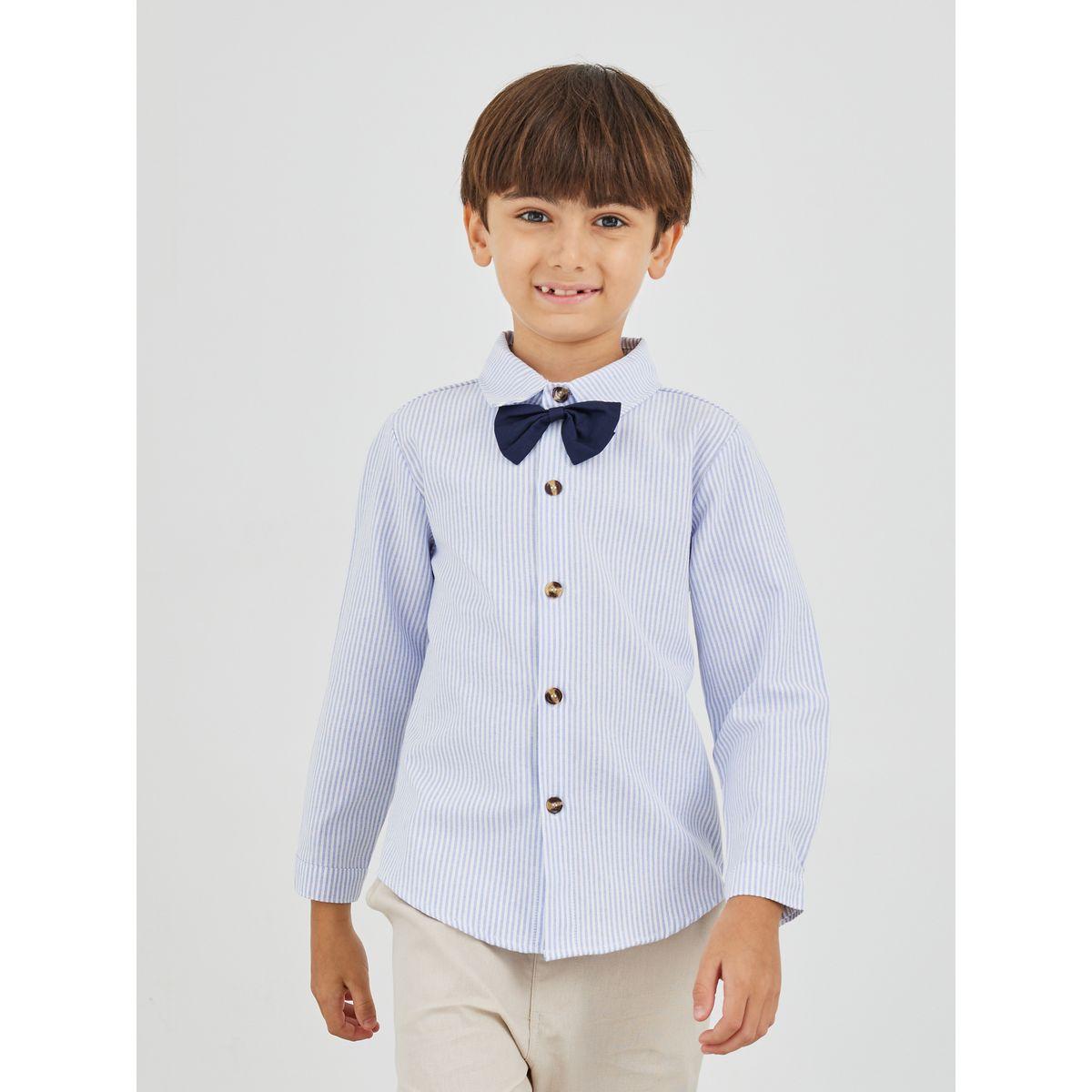 Styli Boys Striped Long Sleeve Shirt and Pants Set with Bow and Suspender-boys-clothing-setsandcoords-image-2