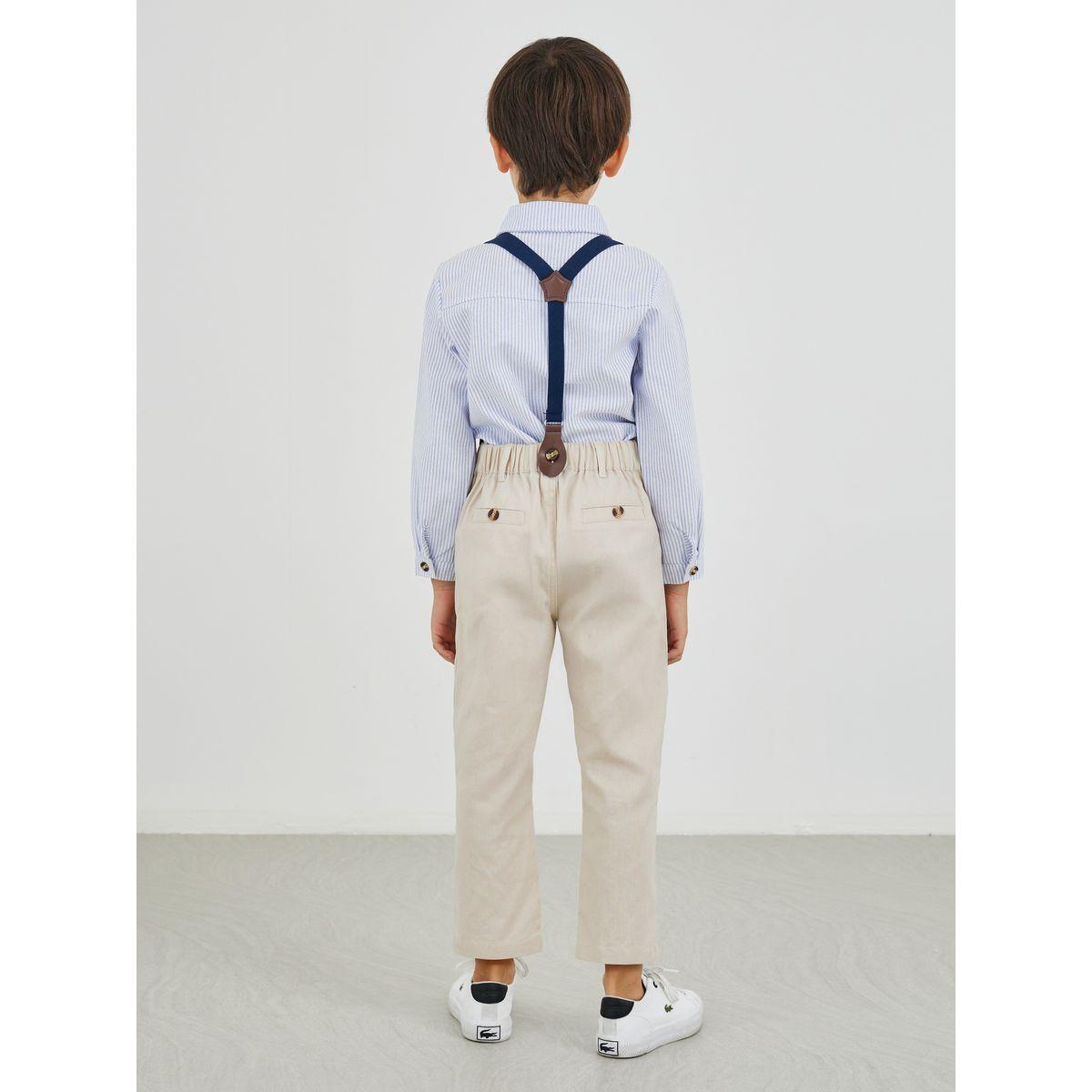 Styli Boys Striped Long Sleeve Shirt and Pants Set with Bow and Suspender-boys-clothing-setsandcoords-image-5