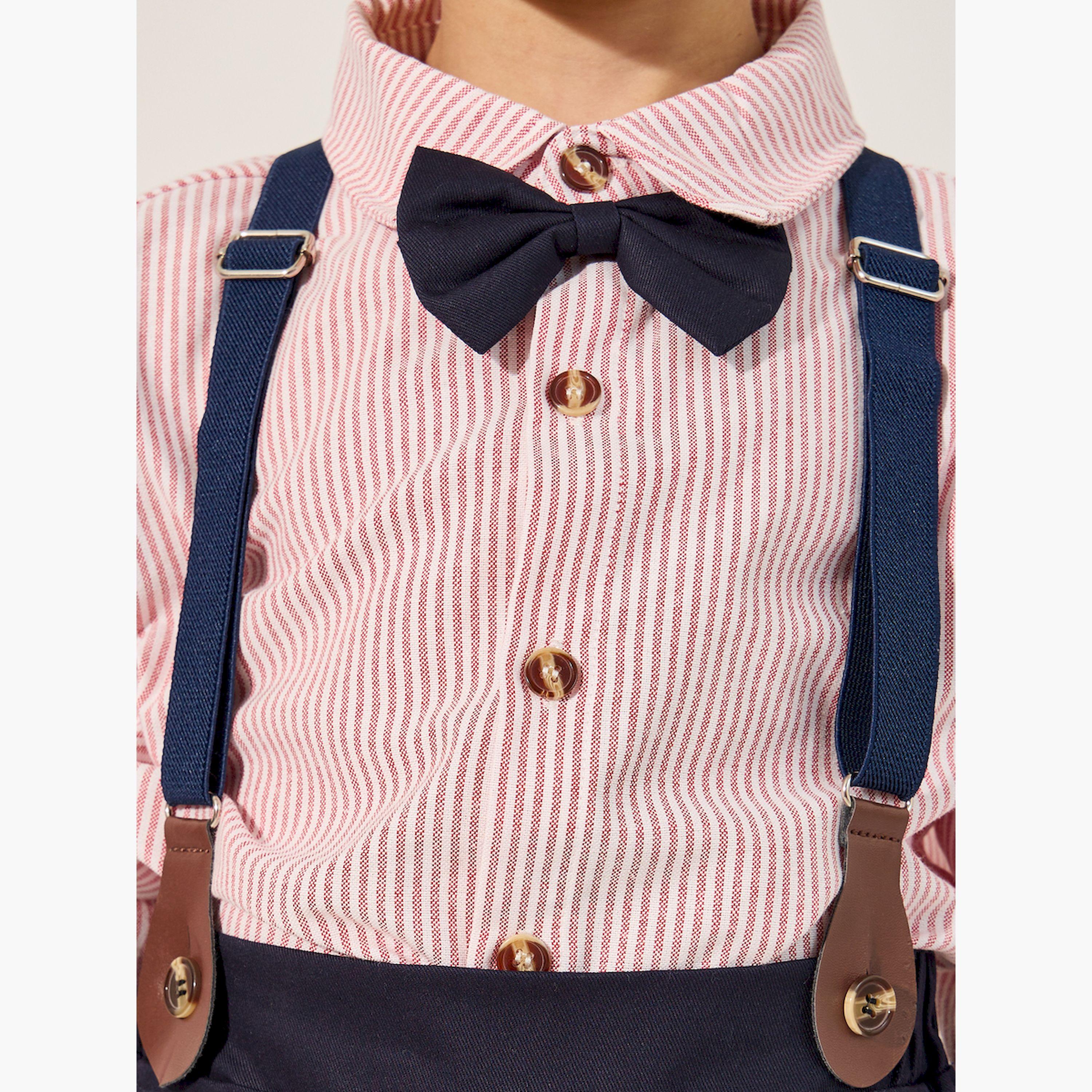 Styli toddler boys 3 pcs. Set - shirt with bow , pants , suspender-boys-clothing-setsandcoords-image-4