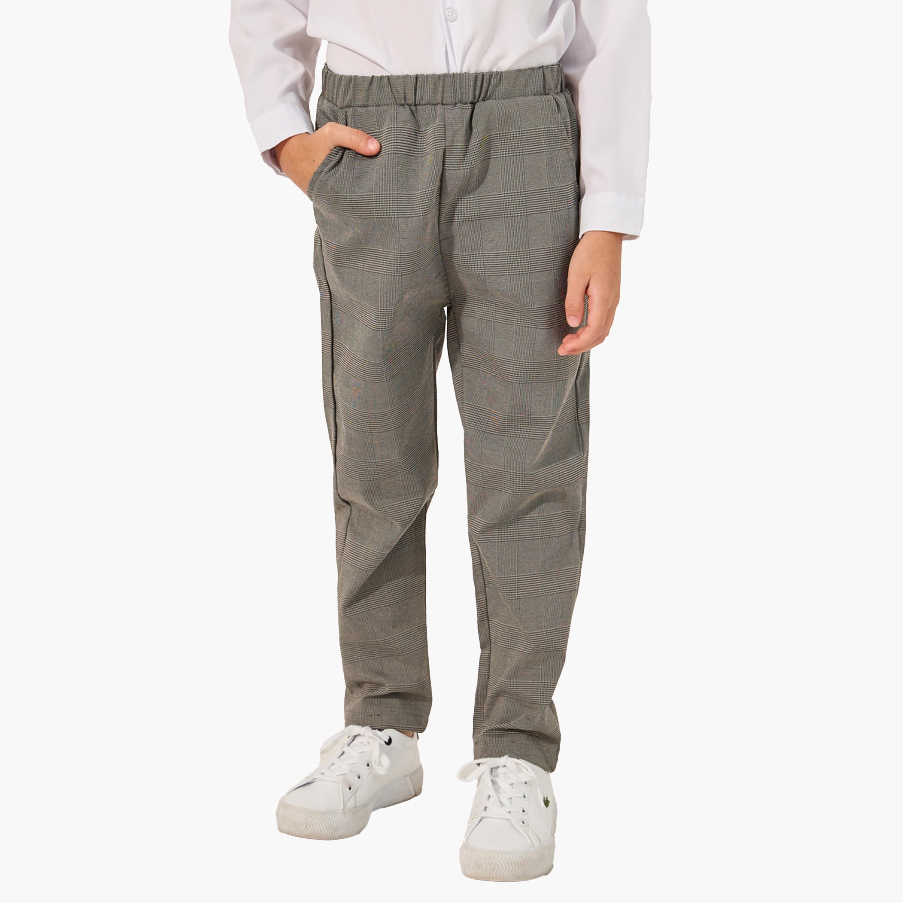 ستايلي - طقم قميص سادة بأكمام طويلة مع فيست مربعات وبنطال وبابيون-boys-clothing-setsandcoords-image-4