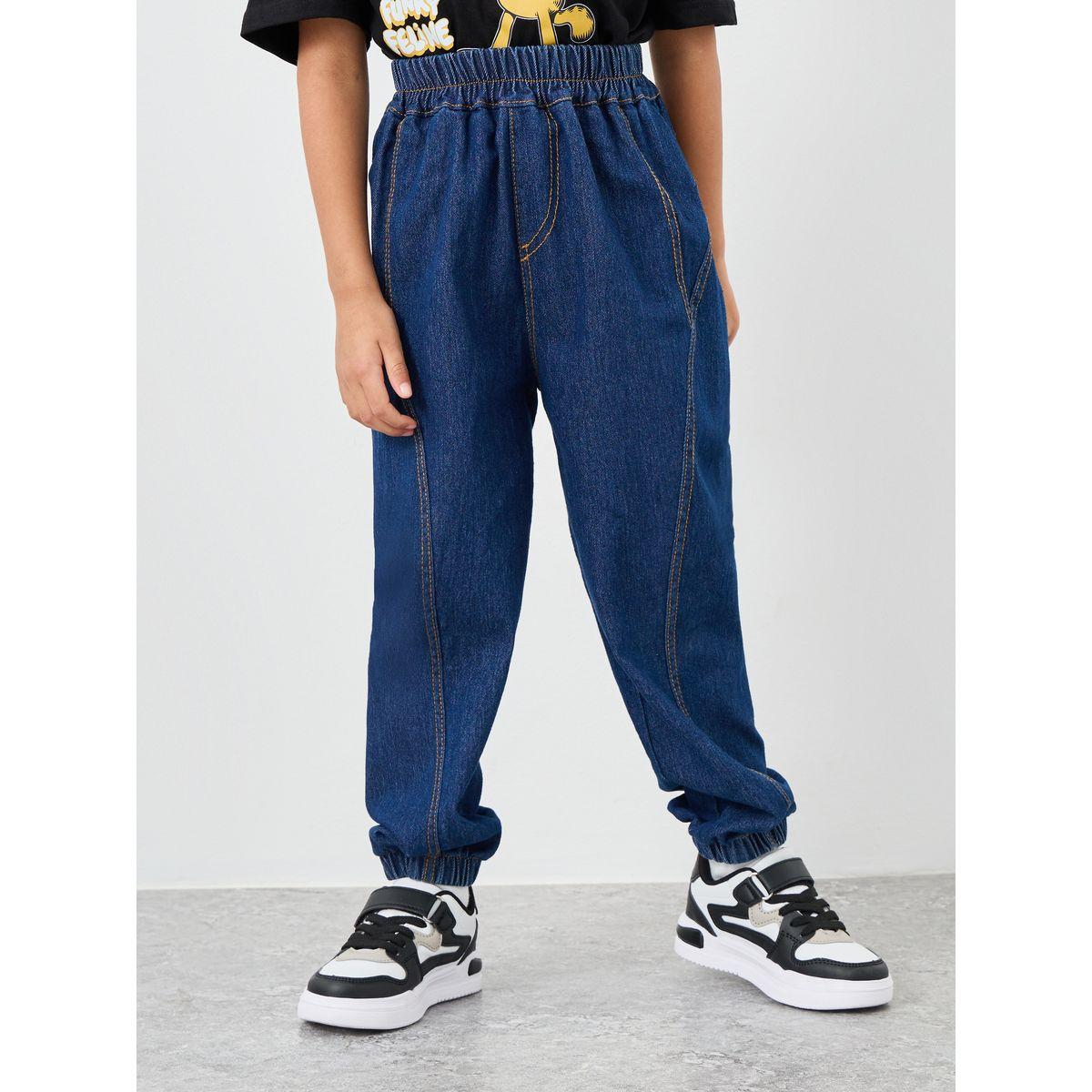 بنطال جينز بقصة جوغر بخصر مطاطي-boys-clothing-bottoms-jeans-image-1