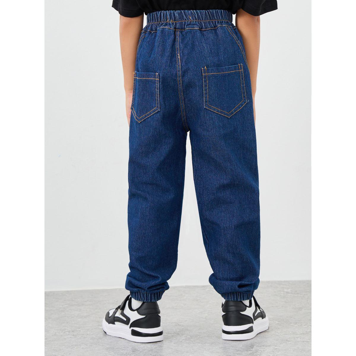 Styli Boys Dark Blue Elastic Waistband Jogger Fit Jeans-boys-clothing-bottoms-jeans-image-4