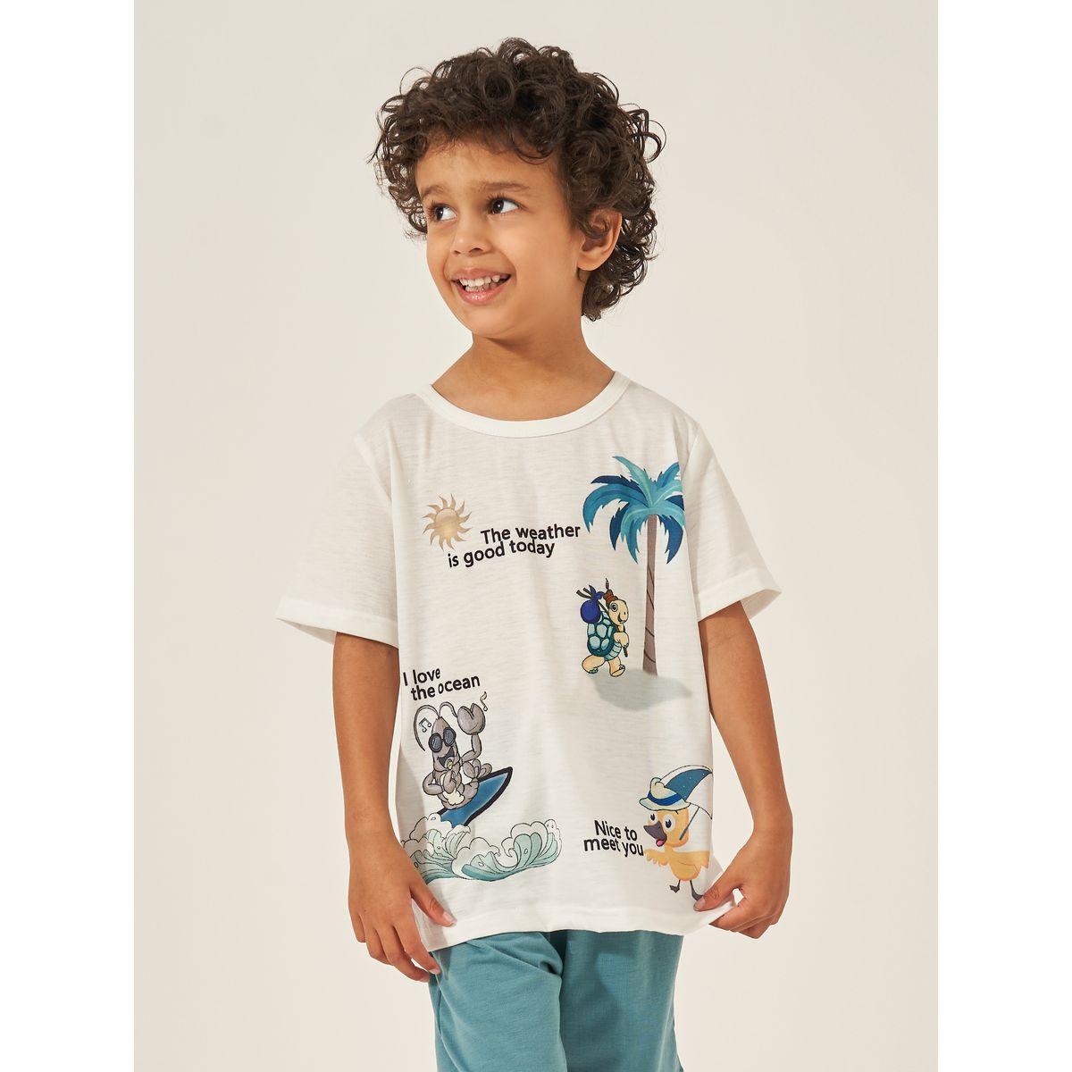 Styli T-Shirt and Shorts Set with Cute Ocean Animals-boys-clothing-setsandcoords-image-1