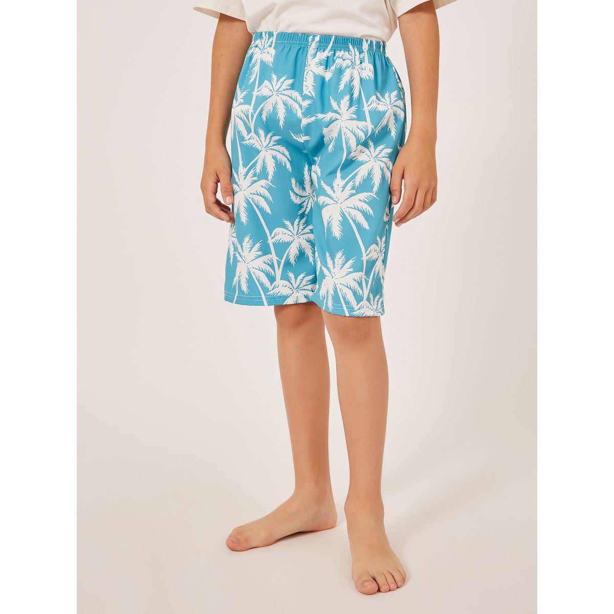 Styli Tropical Print Elastic Waistband Swim Shorts-boys-clothing-sportswear-sets-image-1