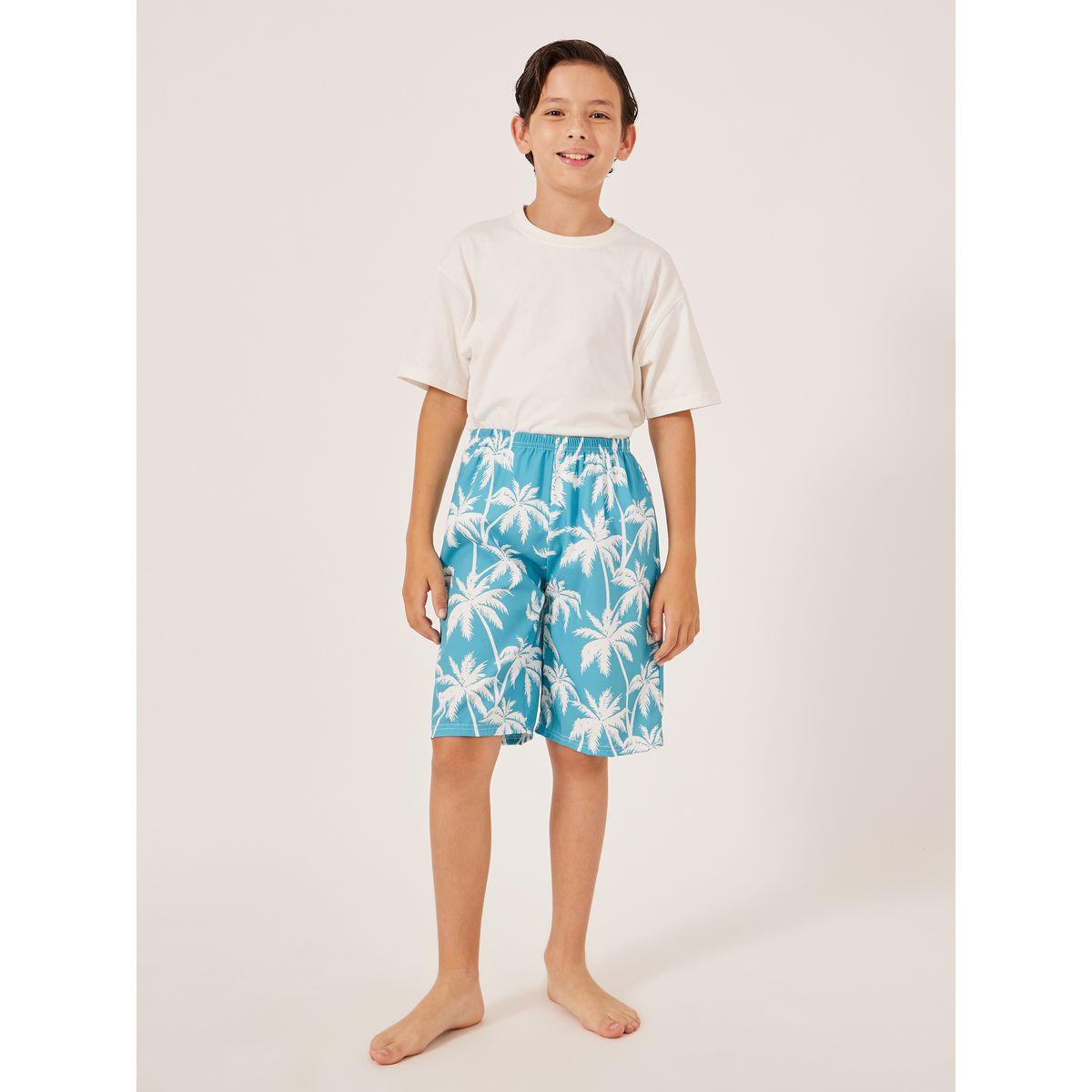 Styli Tropical Print Elastic Waistband Swim Shorts-boys-clothing-sportswear-sets-image-2