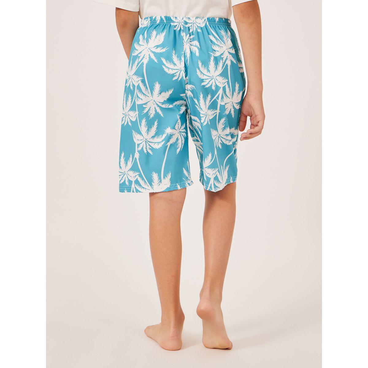 Styli Tropical Print Elastic Waistband Swim Shorts-boys-clothing-sportswear-sets-image-4
