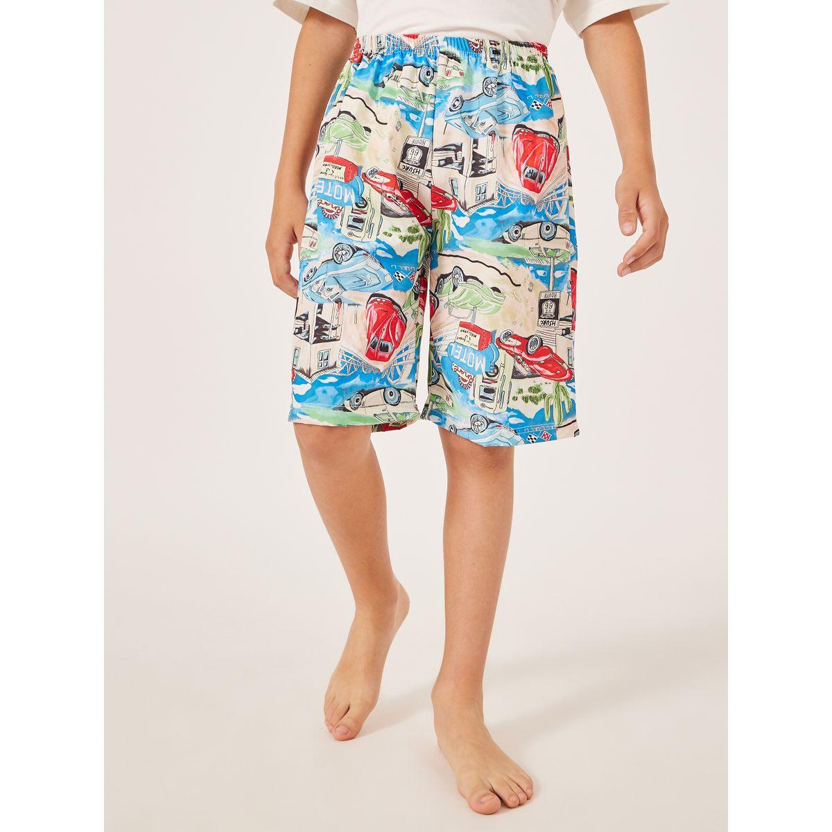 شورت سباحة بطبعة جرافيك وخصر مطاطي-sports-boys-clothing-swimwear-image-1