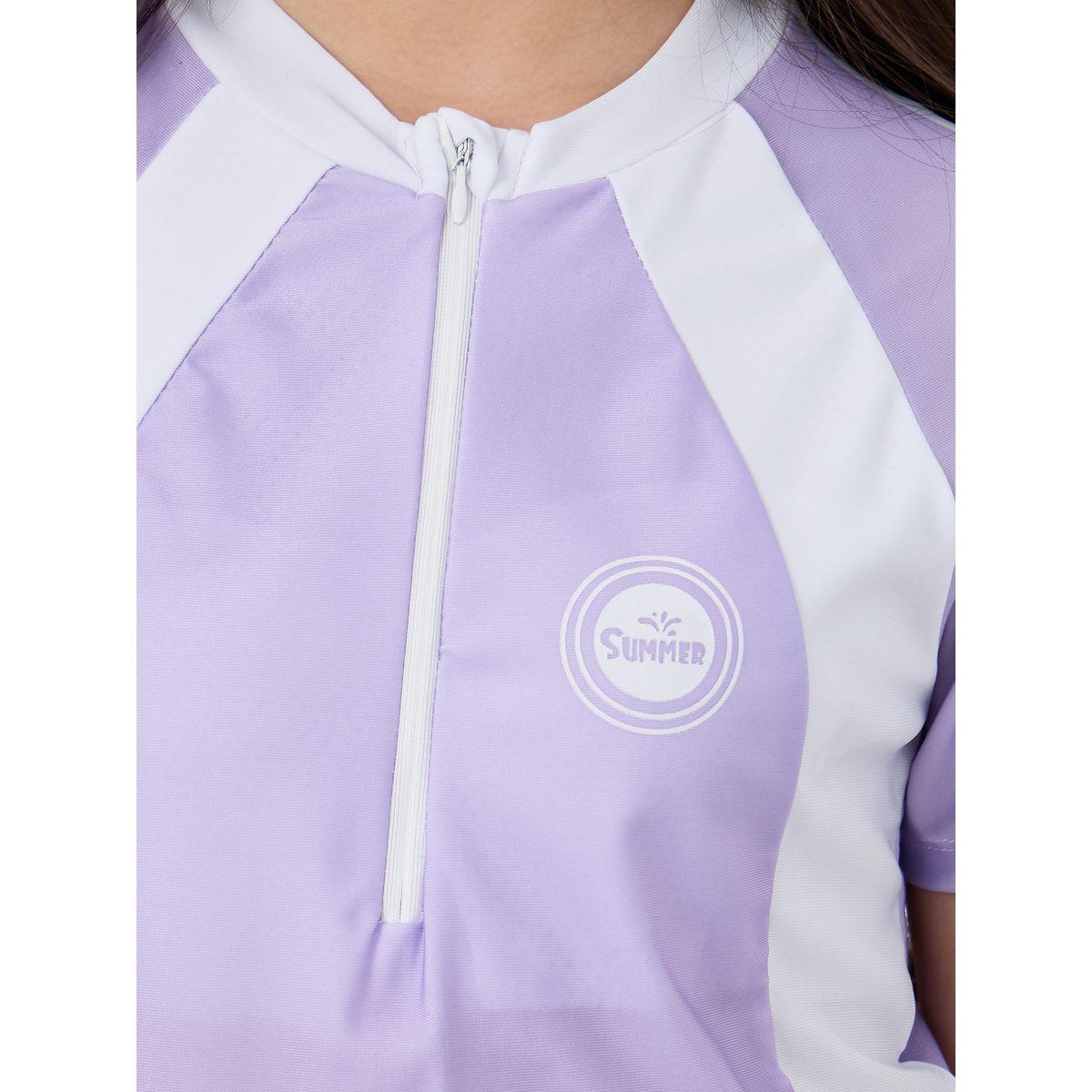 Styli Color Block Short Sleeve Swim Suit with Shorts-sports-girls-clothing-tops-image-3