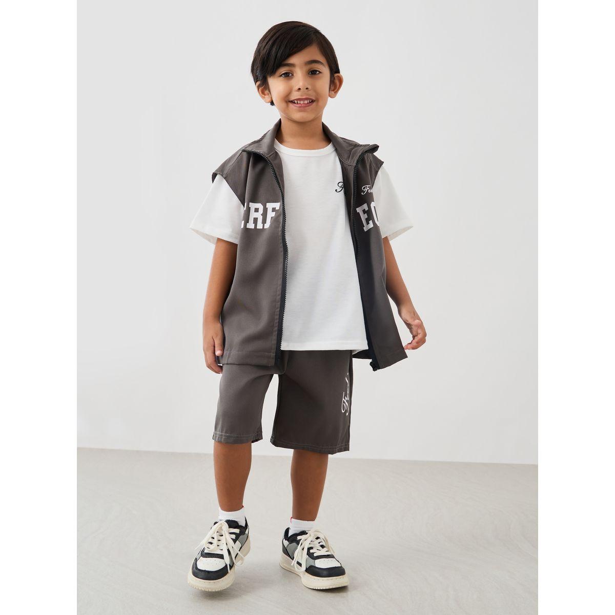 Styli Short Sleeve T-Shirt with Zipped Jacket and Shorts Set-boys-clothing-setsandcoords-image-1